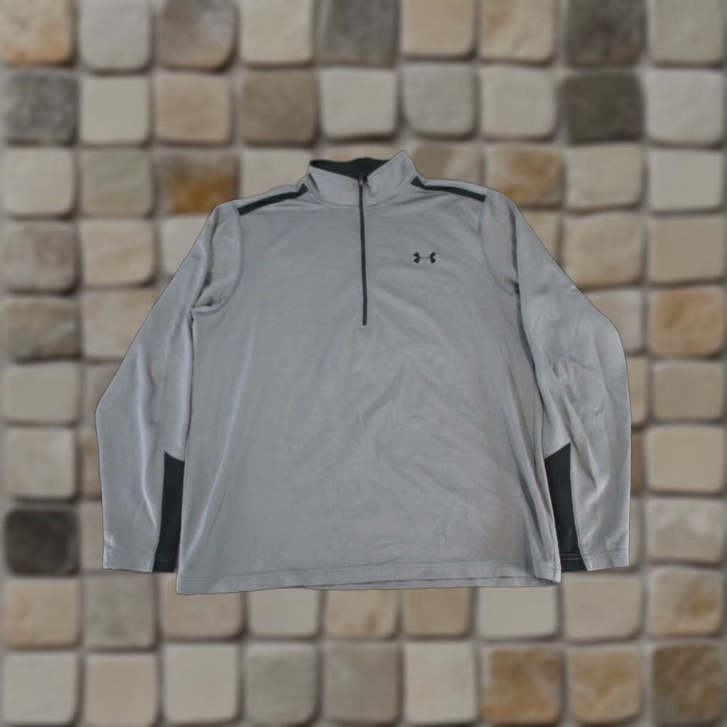 Under Armour Under Armour Mens Gray Cold Gear Quarter Zip Mock Neck Fleece Sweatshirt L/S Zip Pullover 3/4 Zip Golf Gym Walking Size US L / EU 52-54 / 3 - 1 Thumbnail