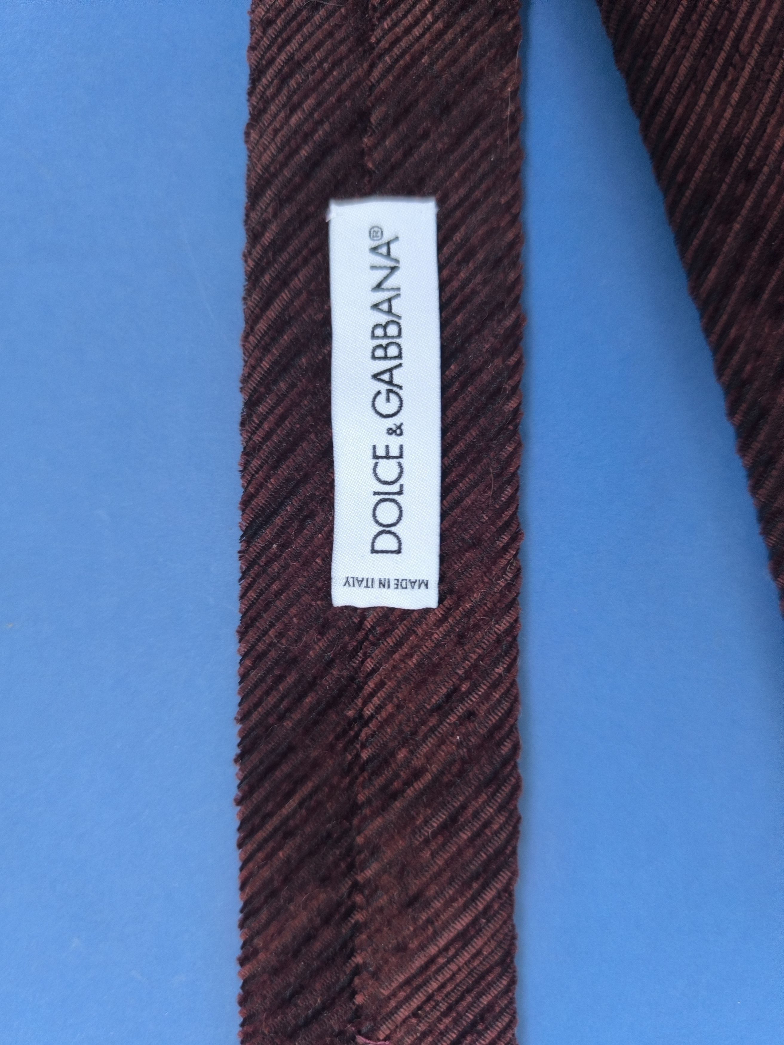 Dolce & Gabbana Dolce & Gabbana Brown Burgundy Ribbed Silk Cotton Men's Tie Size ONE SIZE - 6 Thumbnail
