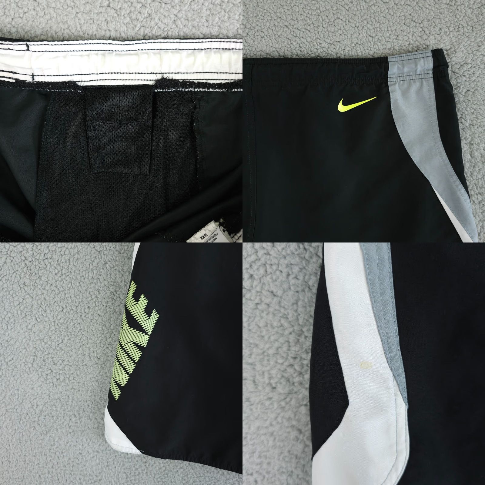 Nike Nike Shorts Mens Large Black White Board Swim Trunks Pockets Drawstring Surf Size US 33 - 9 Thumbnail