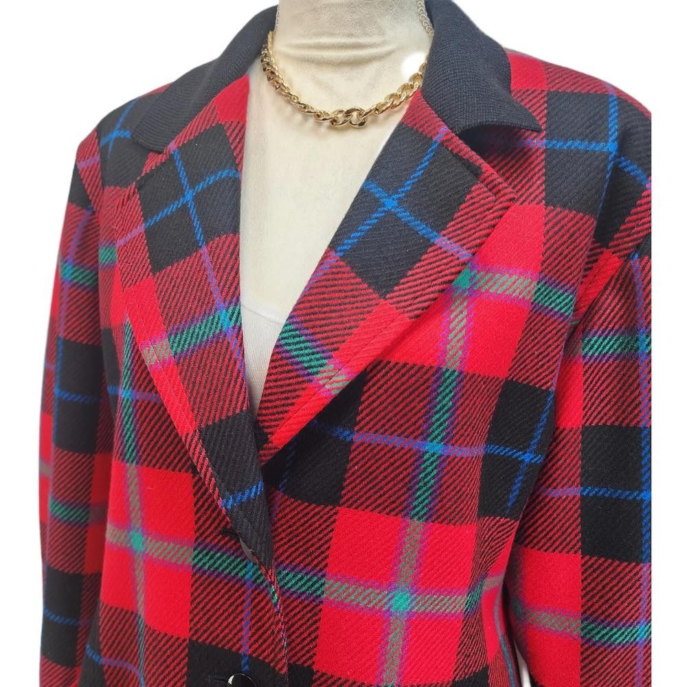 Escada Escada. 80s Plaid Wool Blend Blazer. Size: 38 Size M / US 6-8 / IT 42-44 - 3 Thumbnail