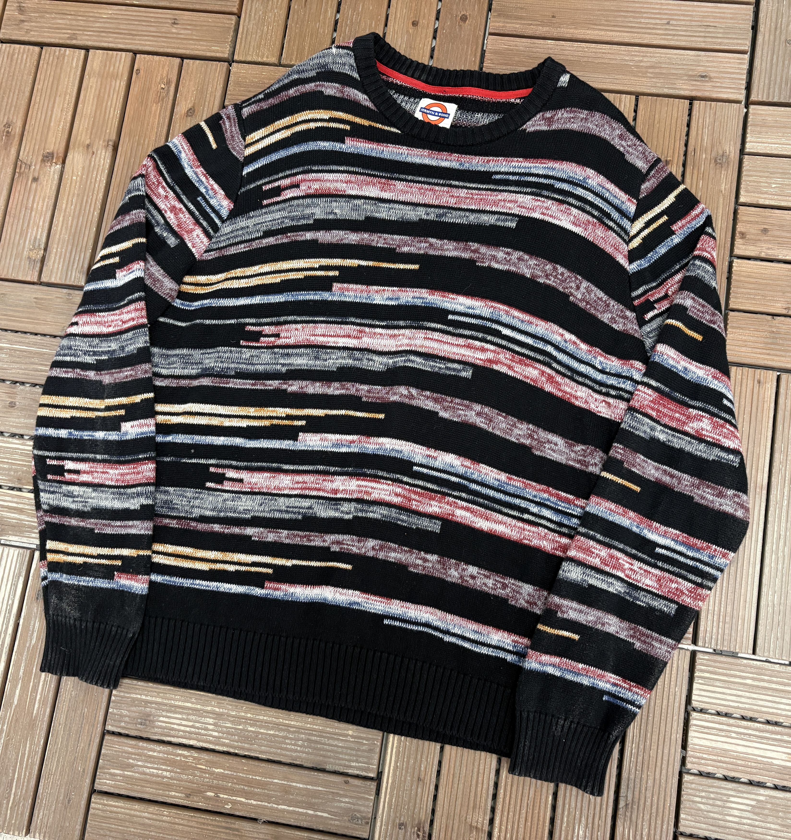 Sears Jermyn & Bond Abstract Vintage Black Knit Sweater Size US XL / EU 56 / 4 - 3 Thumbnail
