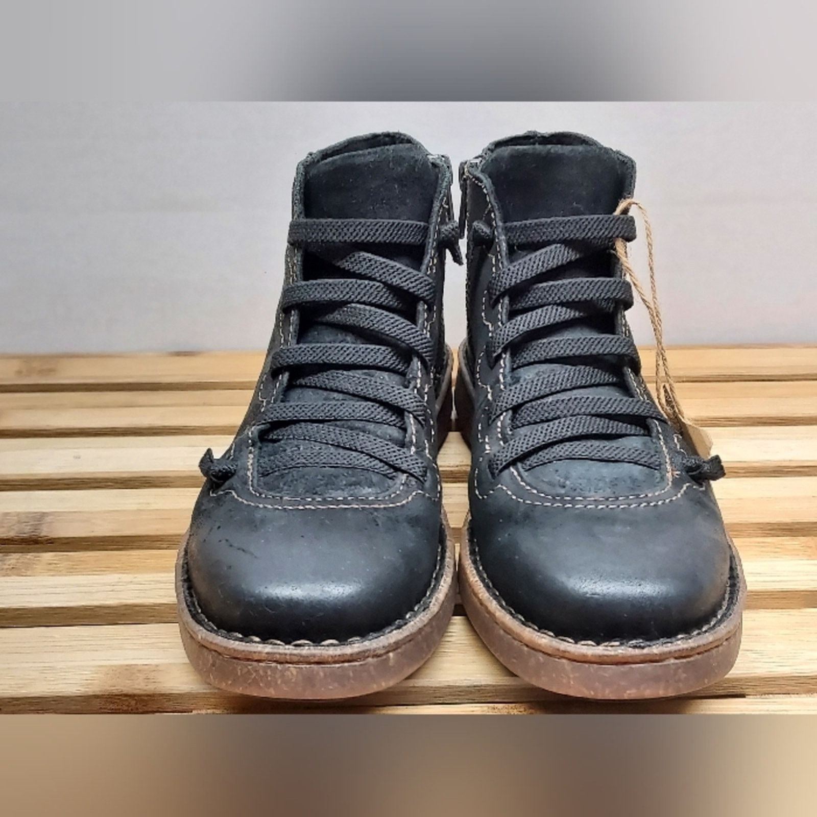Born BORN Womens Black Leather Sienna Ankle Zip Boots Size 7.5M Size US 7.5 / IT 37.5 - 5 Thumbnail