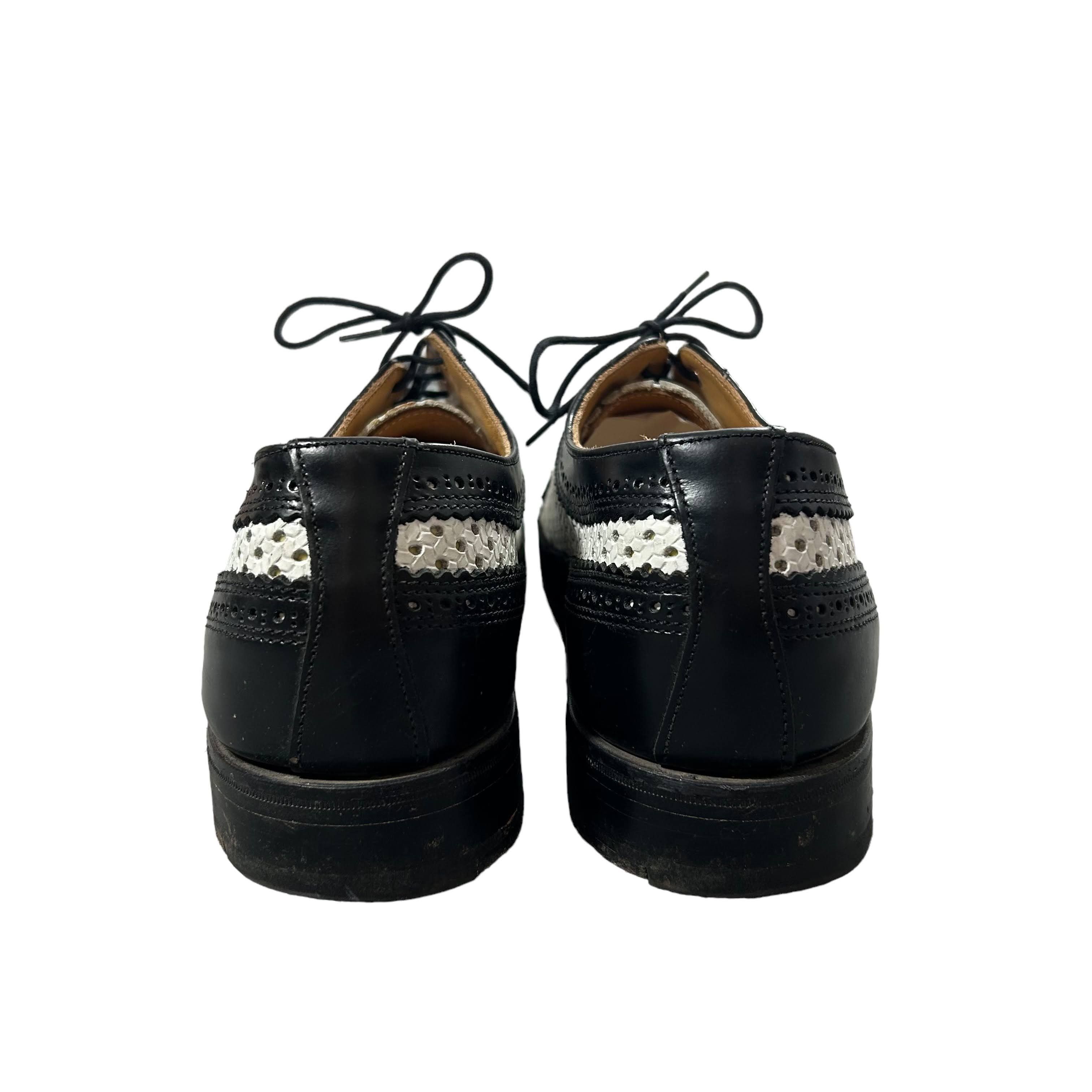 George Cox George Cox Black White Leather Brogue Derby Shoes 10 1/2 Size US 11.5 / EU 44-45 - 5 Thumbnail