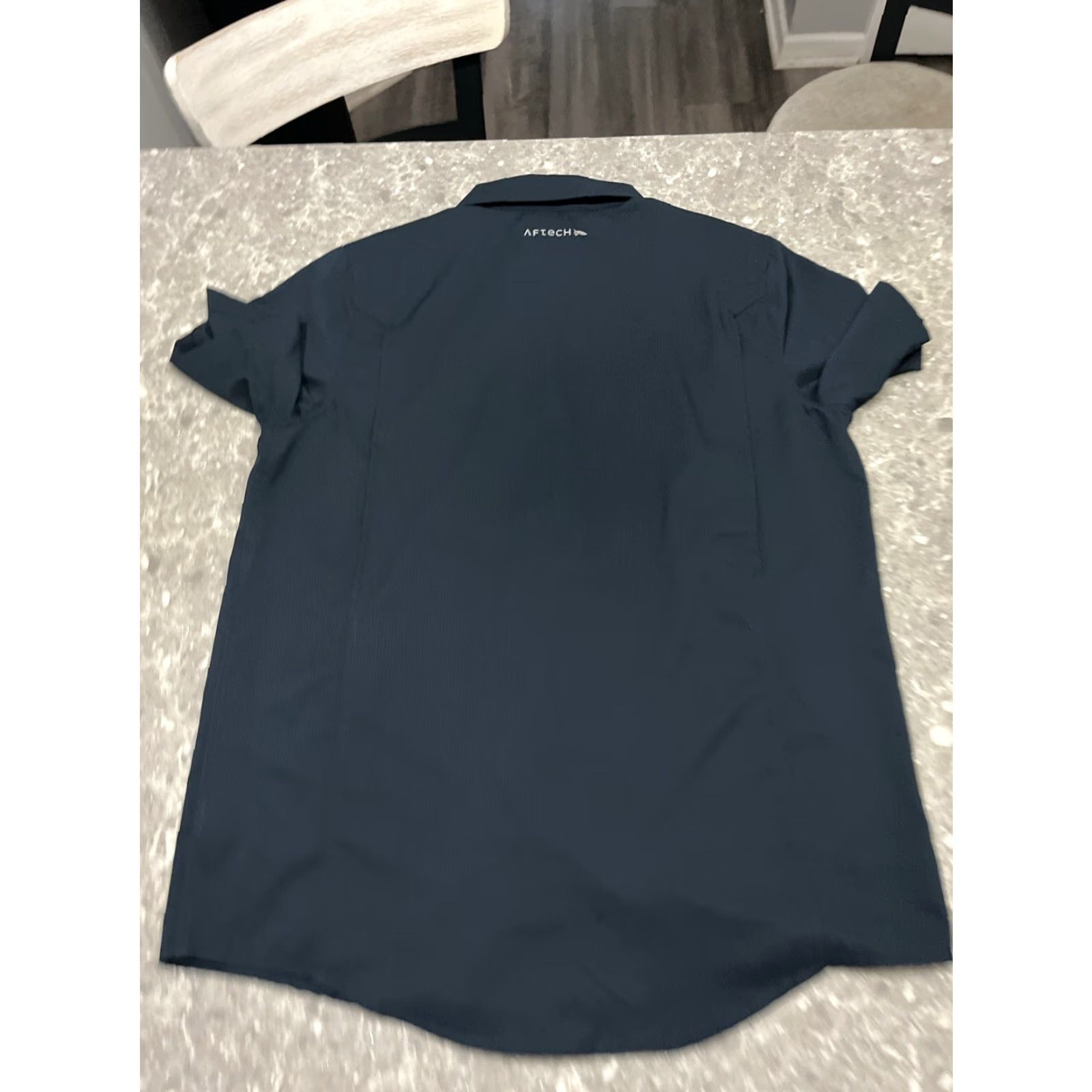Vintage AFTCO AFTECH Vented Fishing Shirt Men's S Navy Blue Short Sleeve Shirt / Button-Up / Breathable UV Protection / Pockets / Logo Size US S / EU 44-46 / 1 - 6 Thumbnail