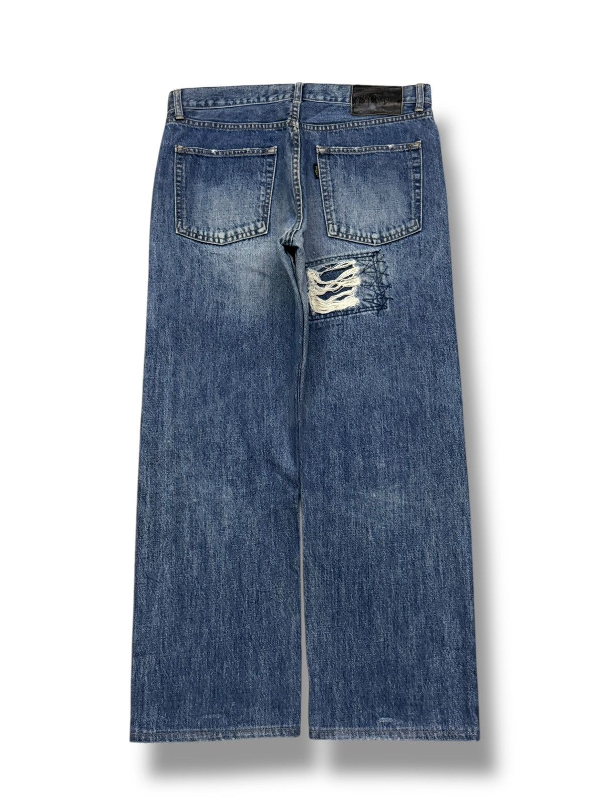 Beams Plus Vintage BEAMS Tokyo Distressed Patchwork Denim Jeans Japan Size US 34 / EU 50 - 3 Thumbnail