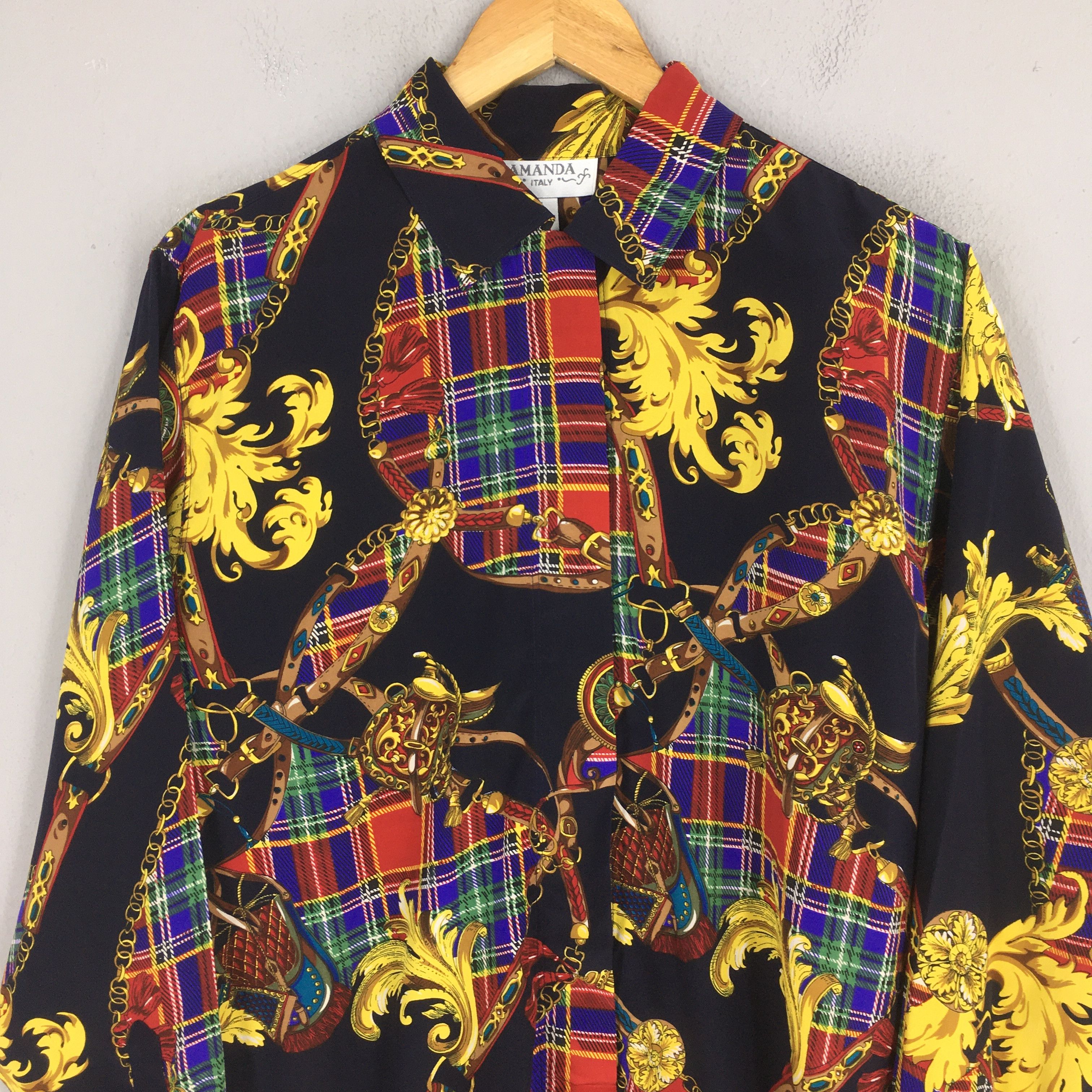 Vintage Vintage 90s Royalty Baroque Silk Shirt Medium Size US M / EU 48-50 / 2 - 2 Thumbnail