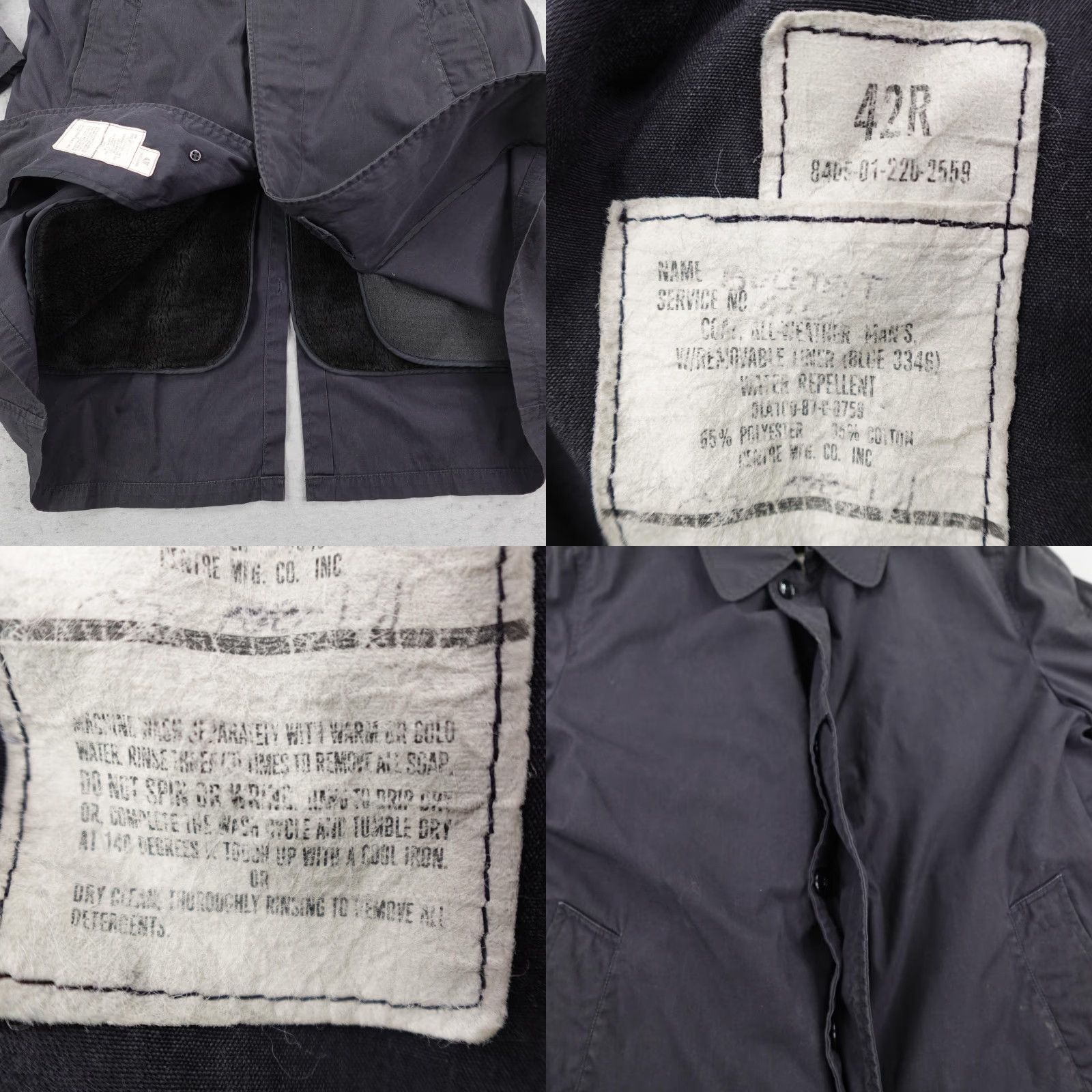 Vintage VINTAGE US Army Jacket 42R Blue 3346 All Weather Trench Coat Removable Liner 80s Men Coat Size US XS / EU 42 / 0 - 8 Thumbnail