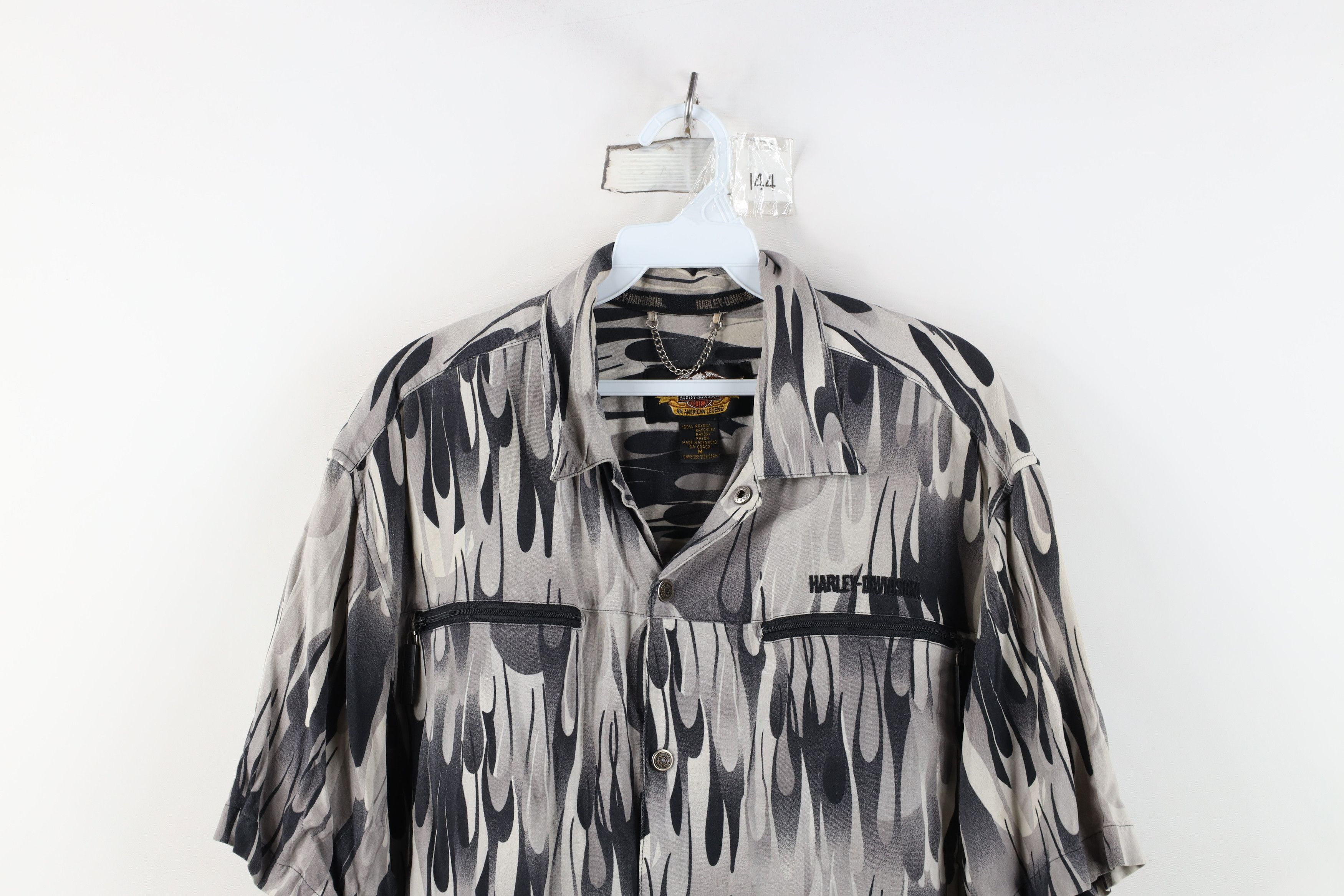 Harley Davidson Vintage 90s Harley Davidson Fire Flames Button Shirt Rayon Size US M / EU 48-50 / 2 - 2 Thumbnail
