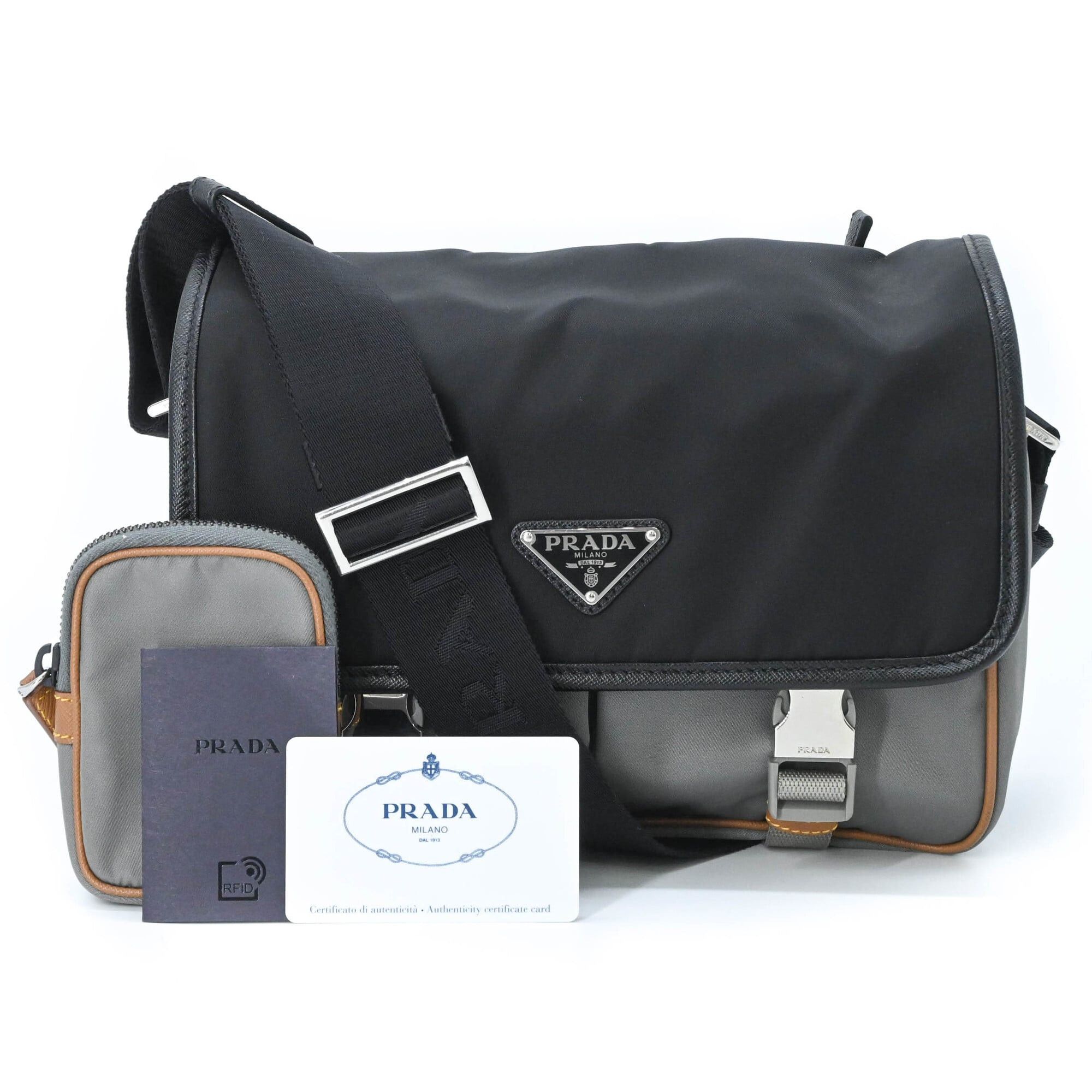 Prada PRADA Tessuto Re-Nylon Triangle Shoulder Bag, Black, Gray, Brown, 2VD769 Size ONE SIZE - 1 Thumbnail