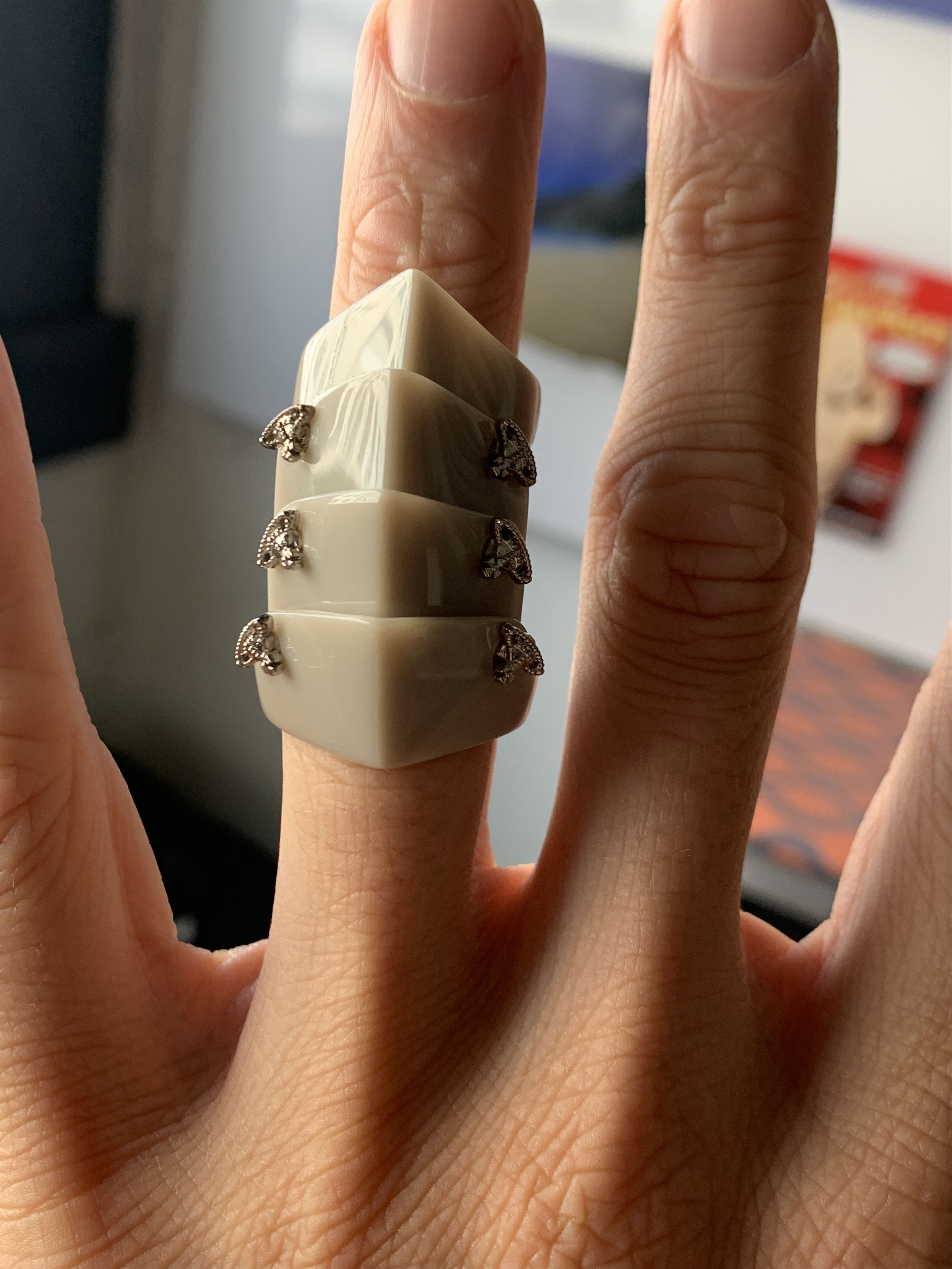 Vivienne Westwood Nana Anime XL Vintage Armor Ring w/ Grey Resin Size ONE SIZE - 2 Thumbnail