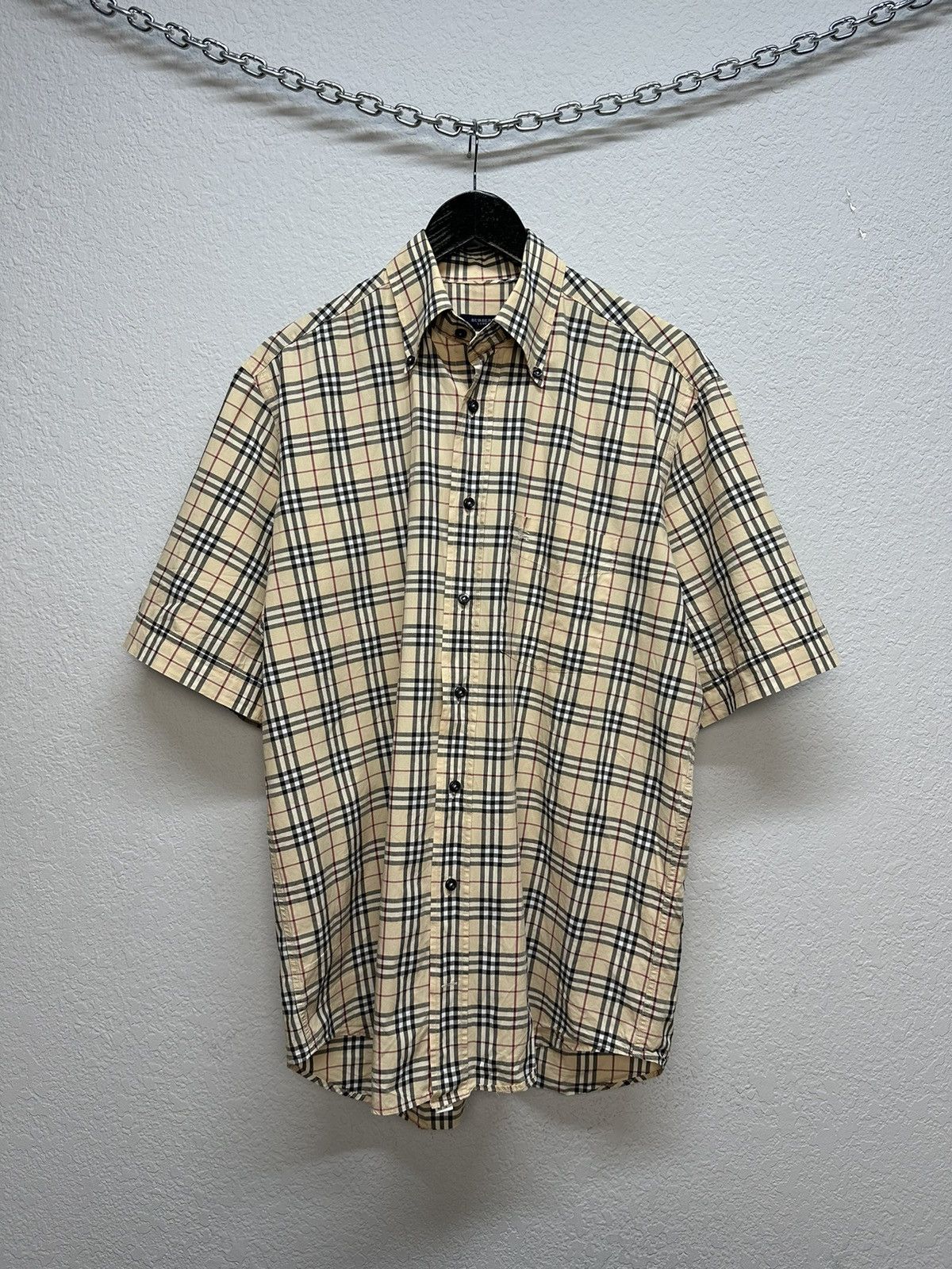 Vintage Burberry Nova Check Button Up Shirt Short Sleeve