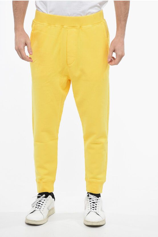 image of Dsquared2 Relax Dean Joggers With Logo Print in Yellow, Men's (Size 32)