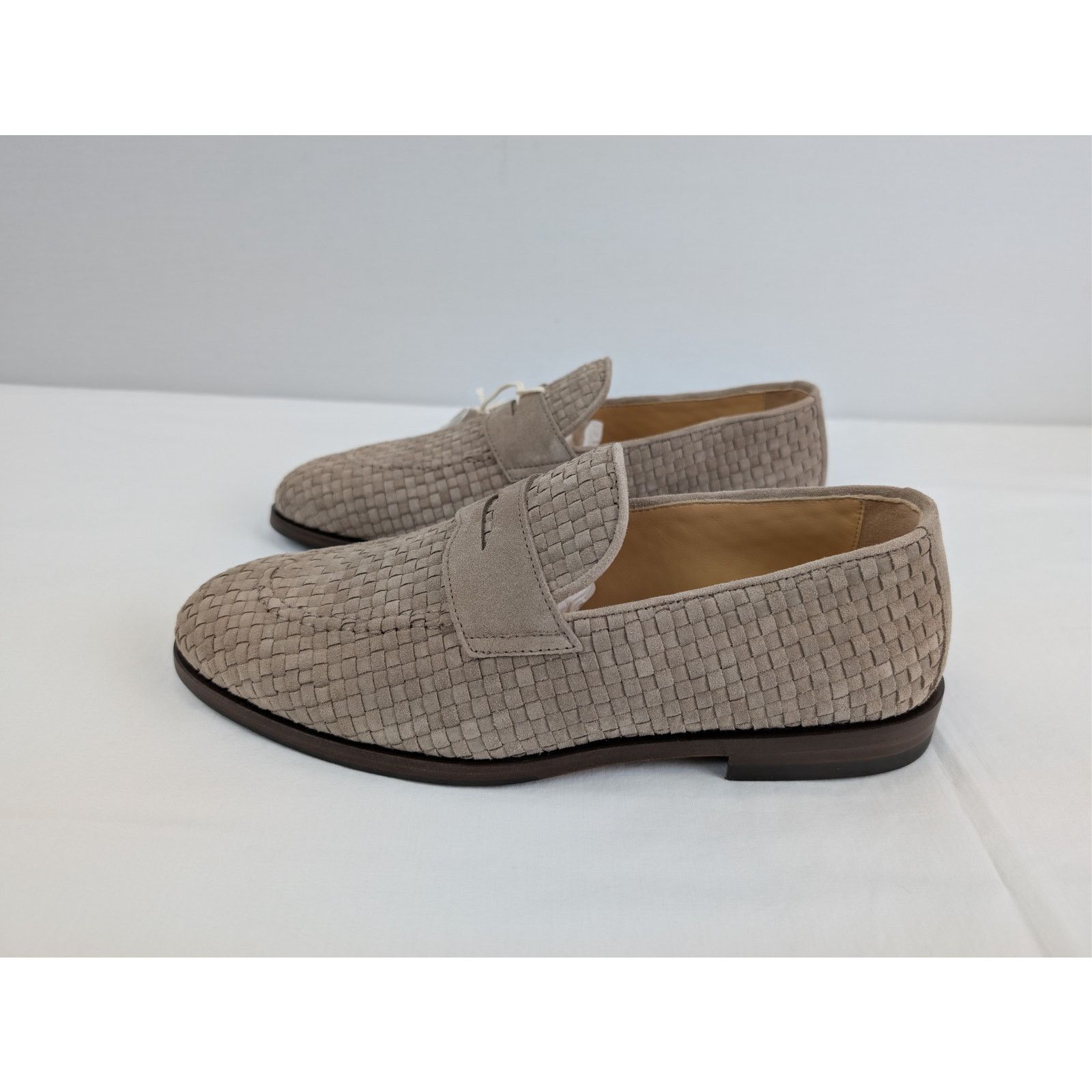 Brunello Cucinelli o1rshd1 Woven Suede Penny Loafers Shoe Boots in Beige Size US 12 / EU 45 - 10 Thumbnail