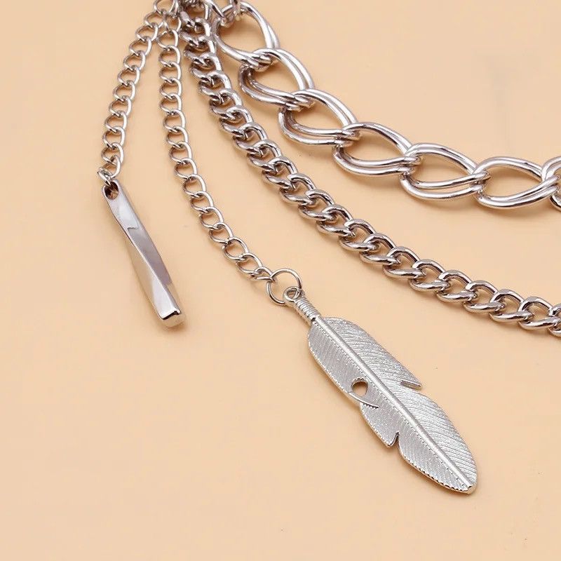 Jewelry Feather Key Tassel Pendant Chains Trousers Pants Size ONE SIZE - 4 Thumbnail