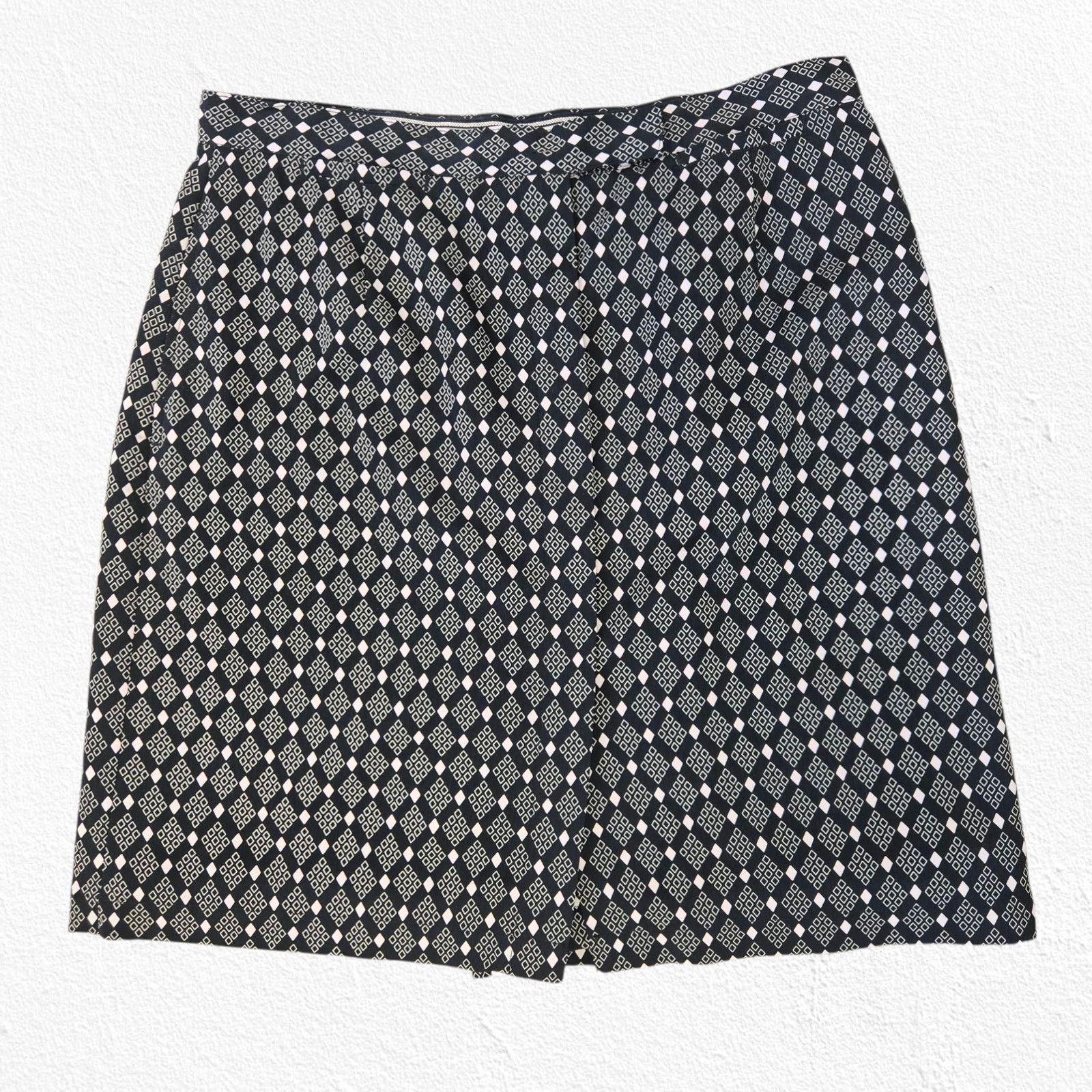 Vintage 1990s Black Beige Diamond Golf Skirt Skort Size 12 Size 34" / US 12 / IT 48 - 2 Thumbnail