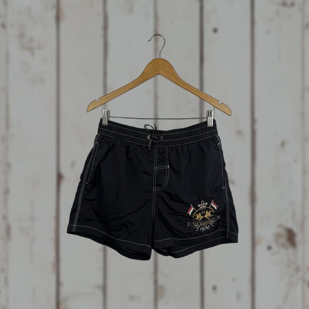 La Martina VINTAGE Y2K La Martina Monaco Beach Shorts Bermuda Men M Dark Blue Size US 31 - 1 Thumbnail