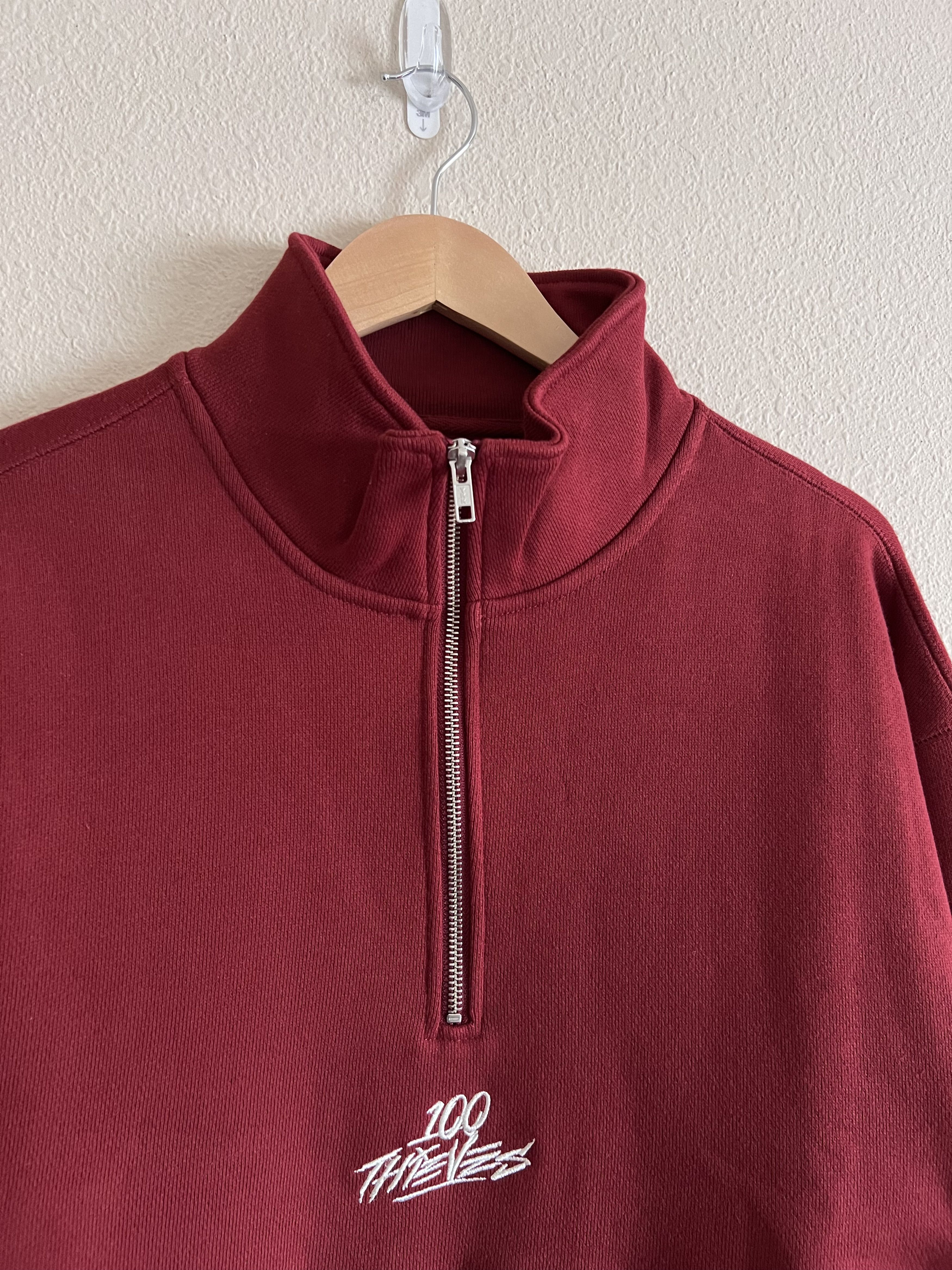 100 Thieves 100 Thieves Quarter Zip Sweatshirt in Burgundy Size US L / EU 52-54 / 3 - 2 Thumbnail