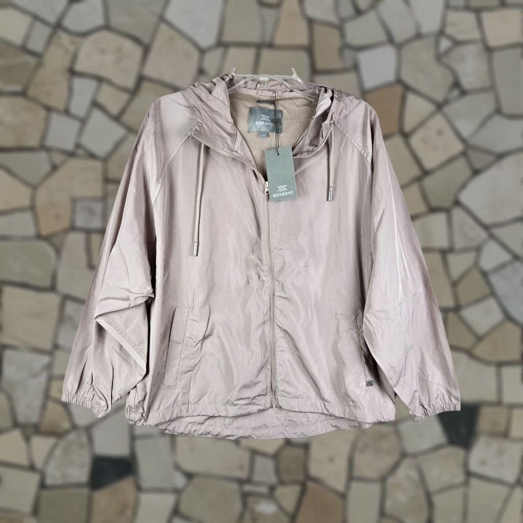 Vintage Soia & Kyo Women's Hooded Wind Jacket Windbreaker Full Zip Dusty Pink Size S/M Size S / US 4 / IT 40 - 1 Thumbnail