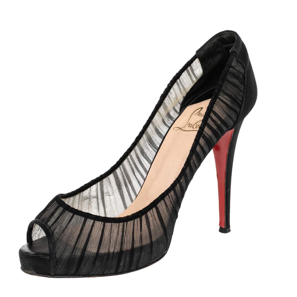 Christian Louboutin Christian Louboutin Crepe Satin Ambrosina Peep Toe Pumps Size US 8.5 / IT 38.5 - 1 Thumbnail