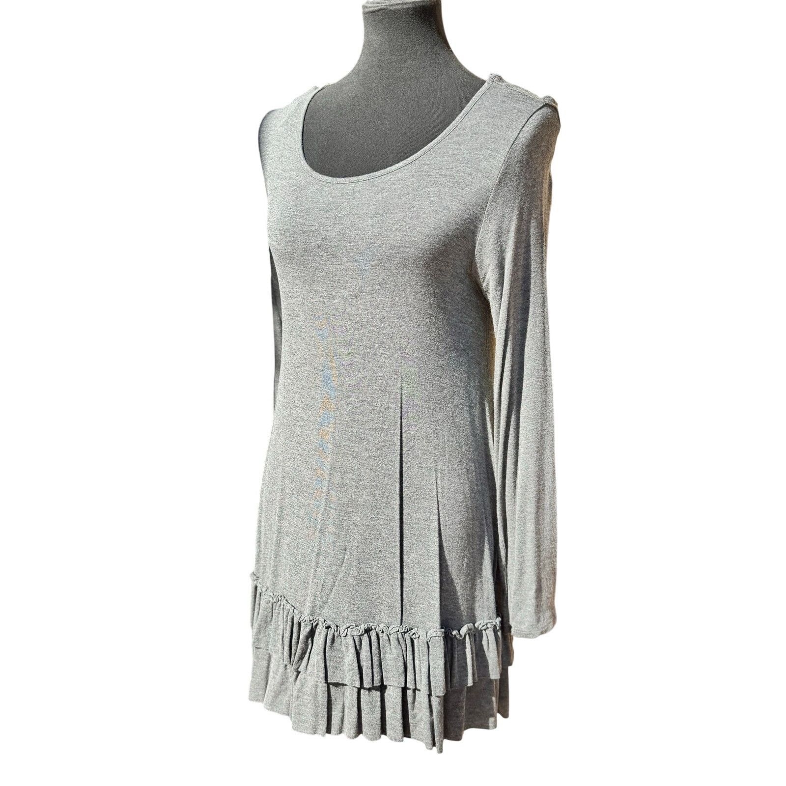 Boutique Moschino Easel Los Angeles Layering Ruffle Dress – Grey Long Sleeve Size M / US 6-8 / IT 42-44 - 2 Thumbnail