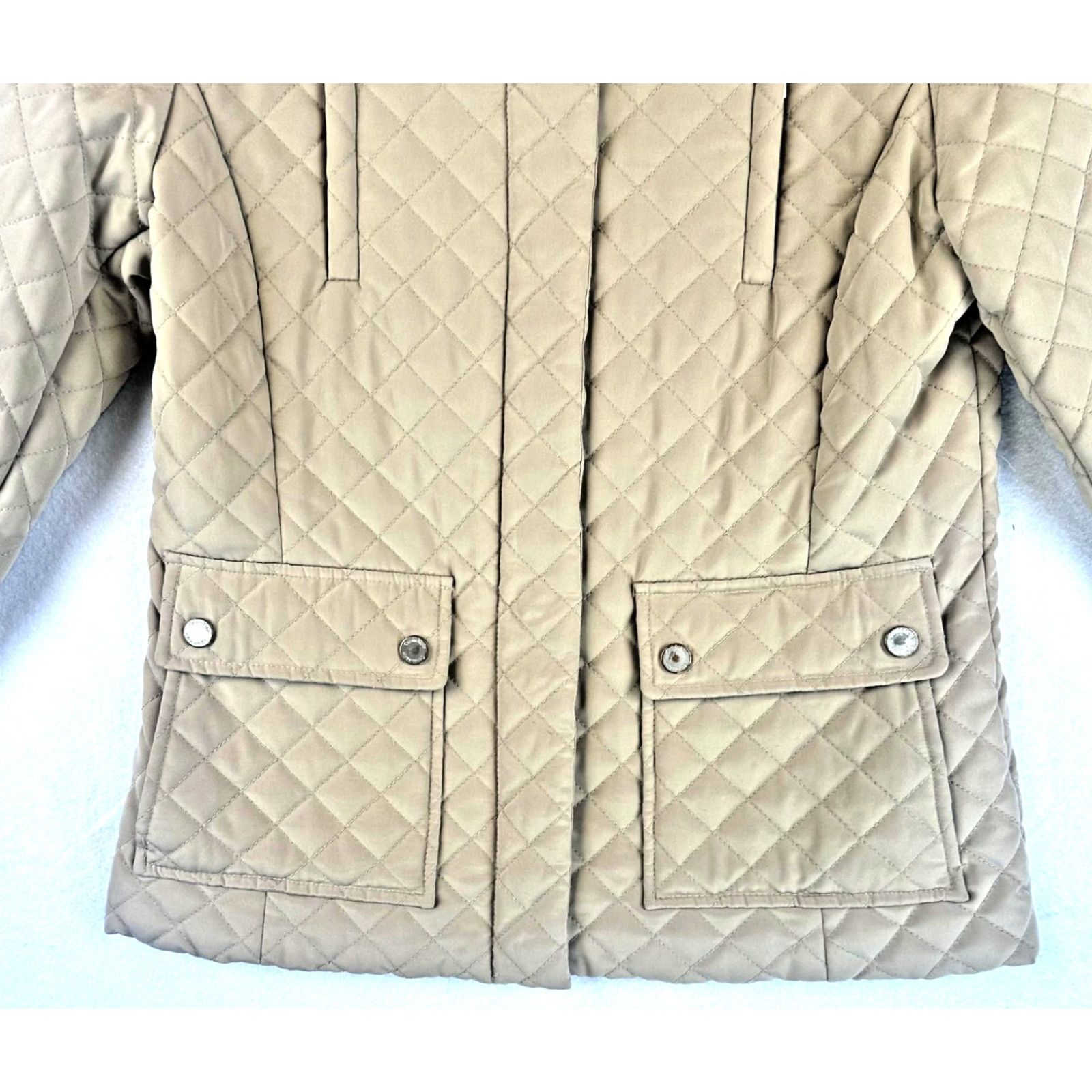 Calvin Klein Calvin Klein Womens Small Jacket Quilted Full Zip Coat Hood Sherpa Button Tan Size S / US 4 / IT 40 - 3 Thumbnail