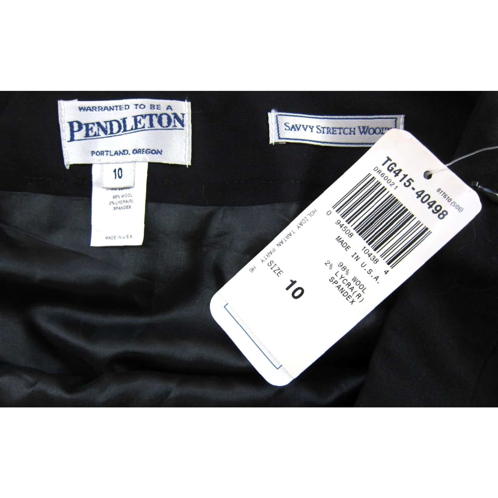 Pendleton VINTAGE Pendleton Skirt Women 10 A-Line Knee Length Black Wool Blend Stretch 90s NWT Size 32" / US 10 / IT 46 - 3 Thumbnail