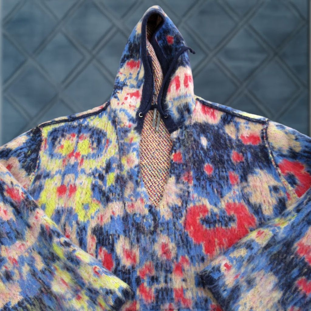 Anthropologie Anthropologie Sweater Womens L/XL Multicolor V-Neck Hooded Knit Pullover Casual Winter Geometric Knit Size L / US 10 / IT 46 - 1 Thumbnail