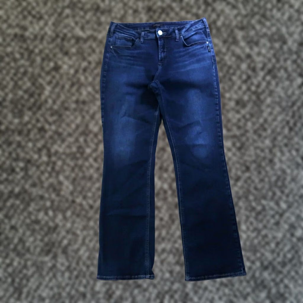 Silver Jeans Co. VINTAGE Silver Suki Mid Slim Bootcut Jeans Women 34x33 Blue Denim Pants Stretch Jeans Womens 34x33 Blue Denim Boots Cut Slim fit Size 24" / US 00 / IT 34 - 1 Thumbnail