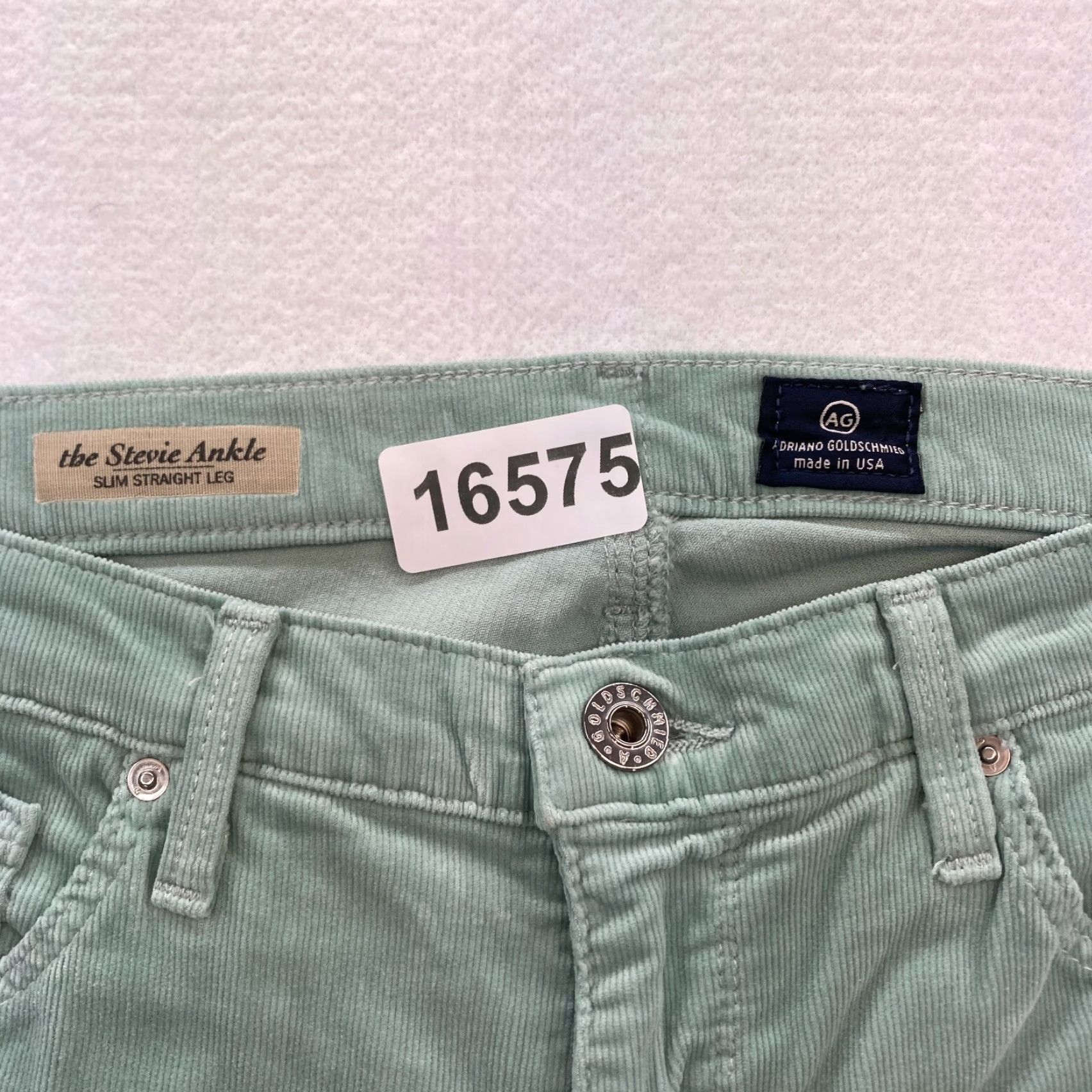 Vintage AG Adriano Goldschmied Stevie Ankle Pant Women's 30 Green Corduroy Slim Straight Pants Size 30" / US 8 / IT 44 - 4 Thumbnail