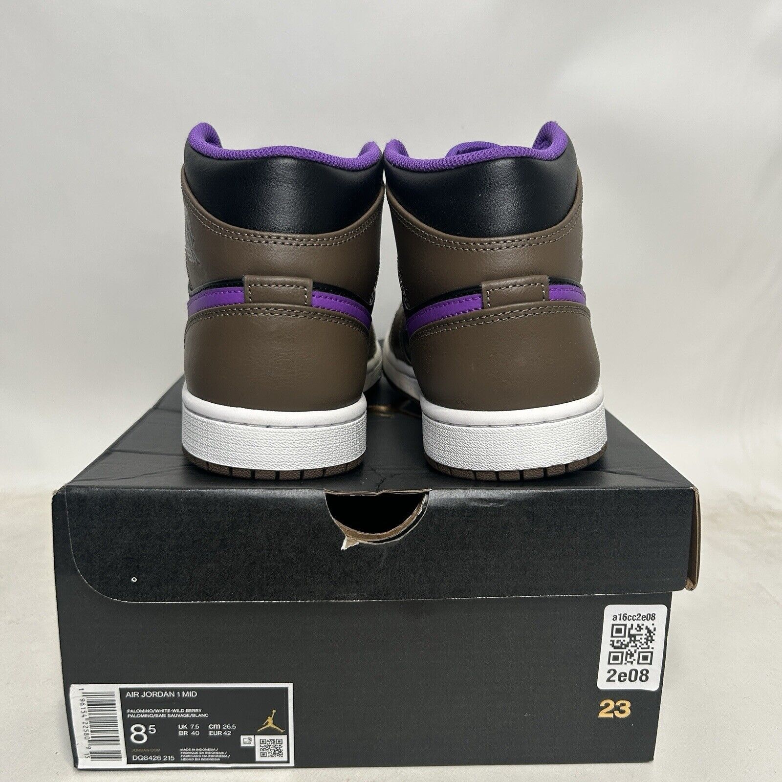 Jordan Brand Nike Air Jordan 1 Mid Retro “Palomino/Purple Mocha” 2024 Size US 8.5 / EU 41-42 - 4 Thumbnail