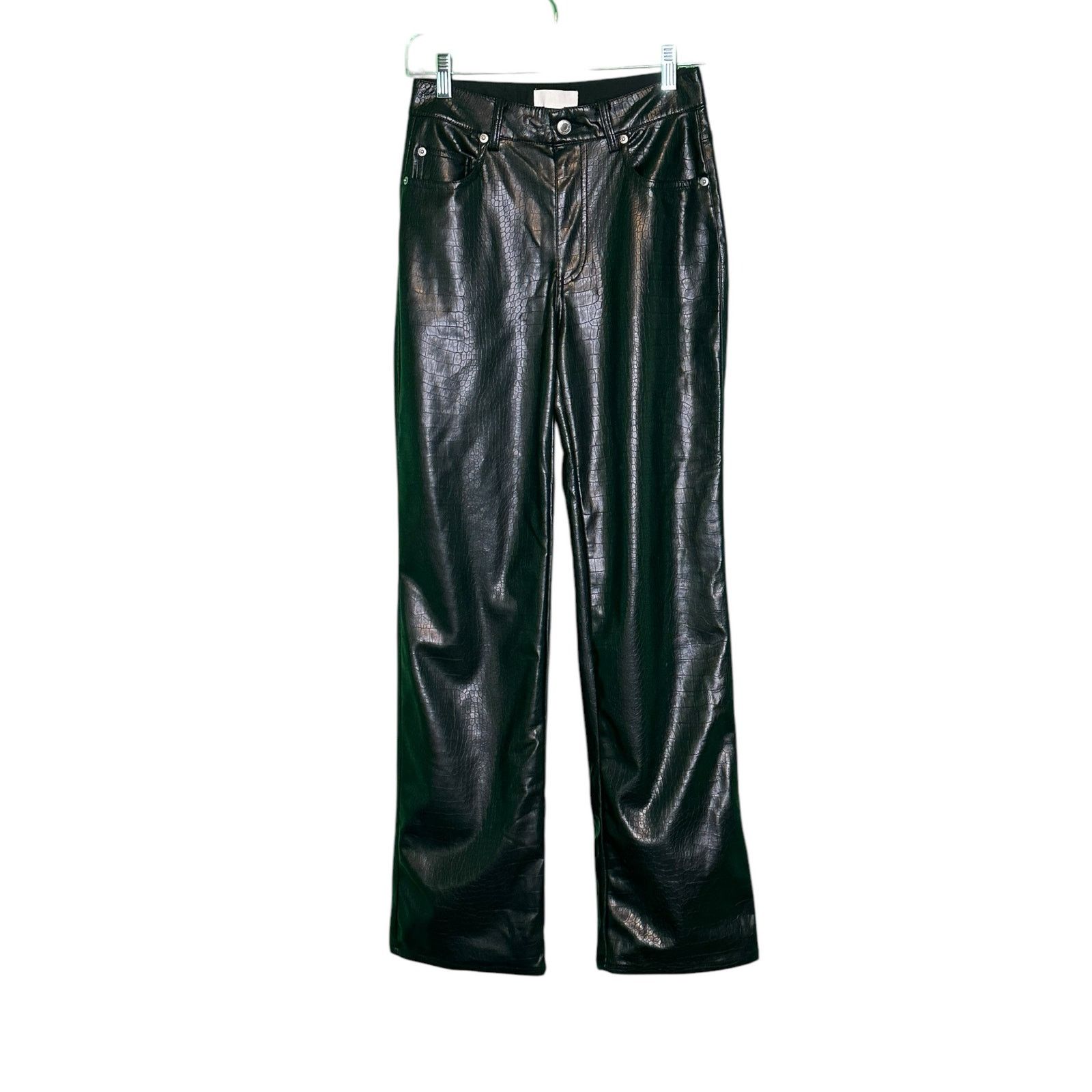 H&M H&M black faux crocodile leather straight leg pants size 4 Size 27" / US 4 / IT 40 - 11 Thumbnail