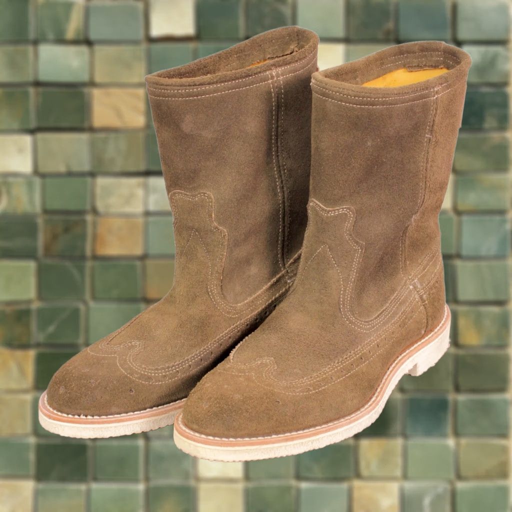 Wrangler Wrangler Boots Mens VTG 70s Green Suede Cowboy Boots 5.5 D 1970s Roughout Hunting Boots Size US 6 / EU 39 - 1 Thumbnail