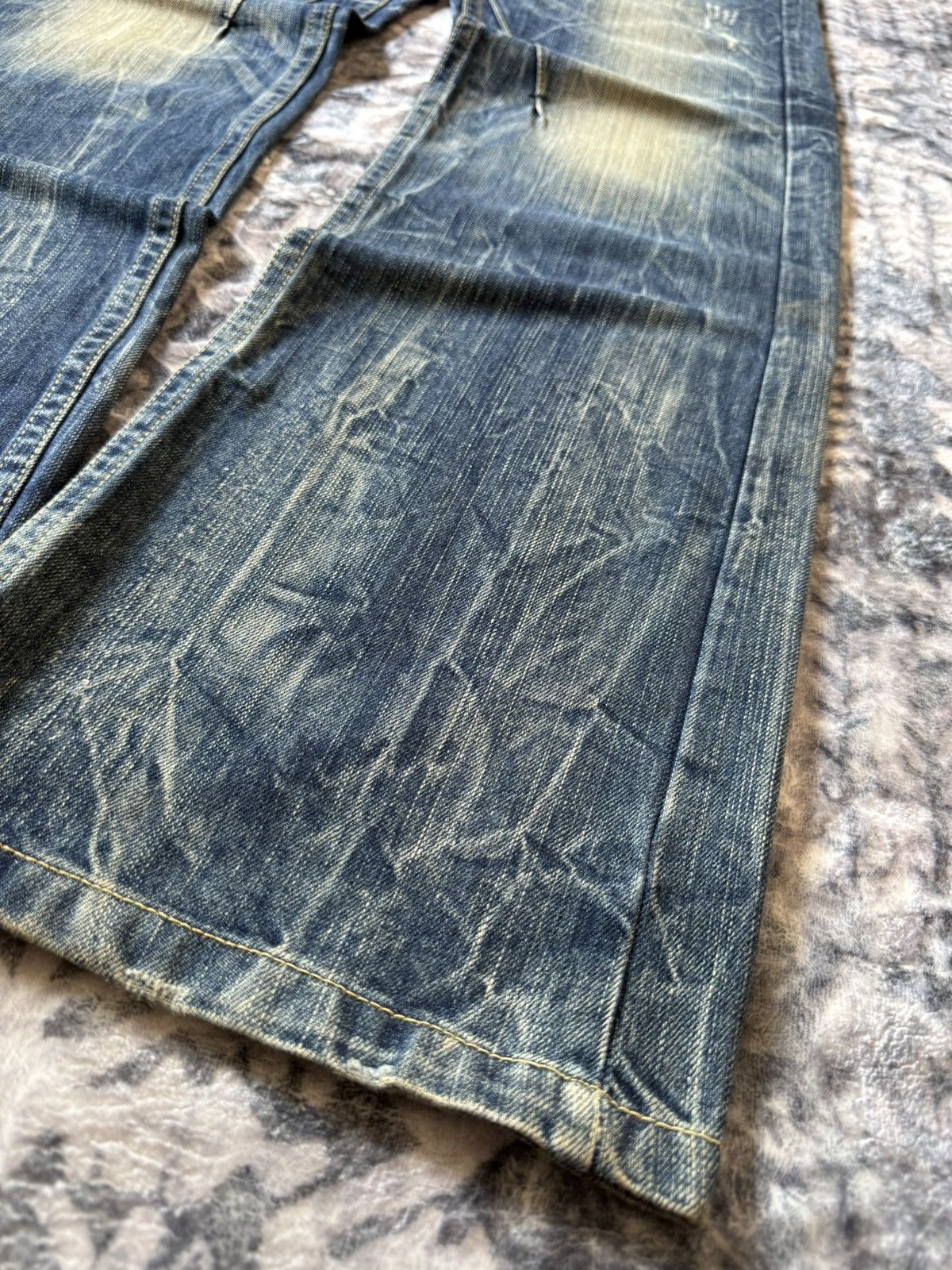 If Six Was Nine Red Peper Japan Faded Wrinkle Wash Flared Wide Leg Jeans Size US 36 / EU 52 - 9 Thumbnail