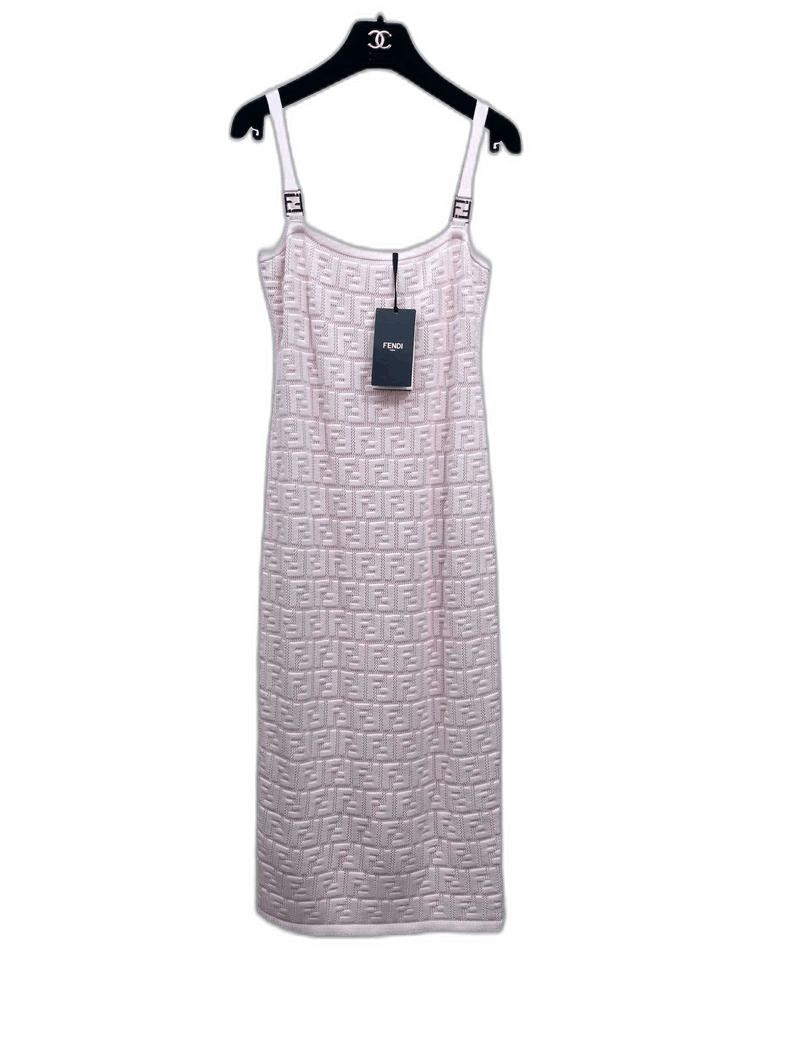Fendi Fendi Pink Knit Logo Cami Dress Size US 40 / EU 56 - 1 Thumbnail