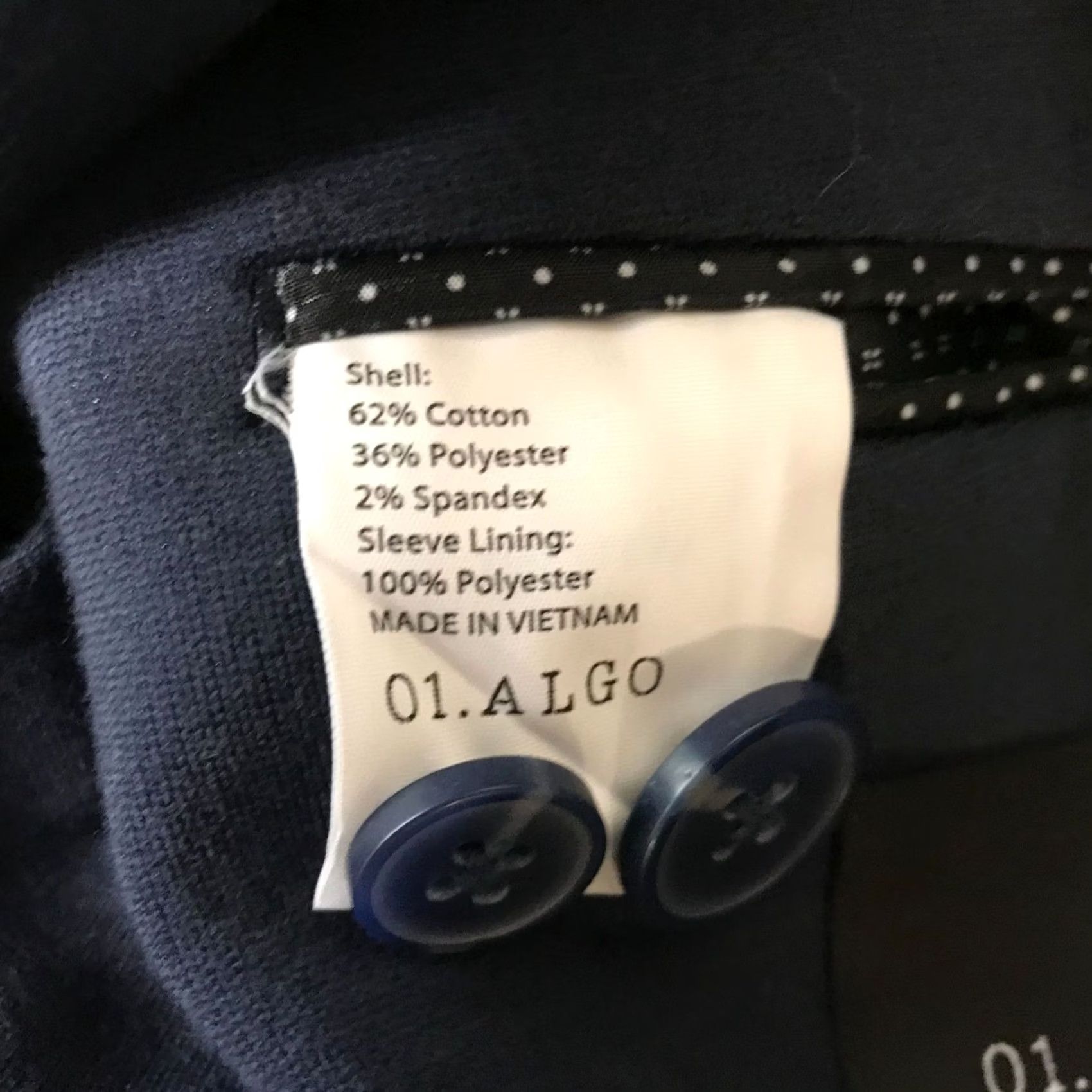 Vintage 01.ALGO MENS BLAZER Shirt SMALL SHORT NAVY Size US 29 - 6 Thumbnail