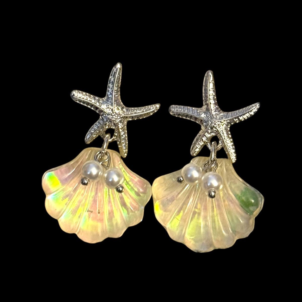 Other Silver tone starfish and resin clamshell dangle earrings Size ONE SIZE - 1 Thumbnail