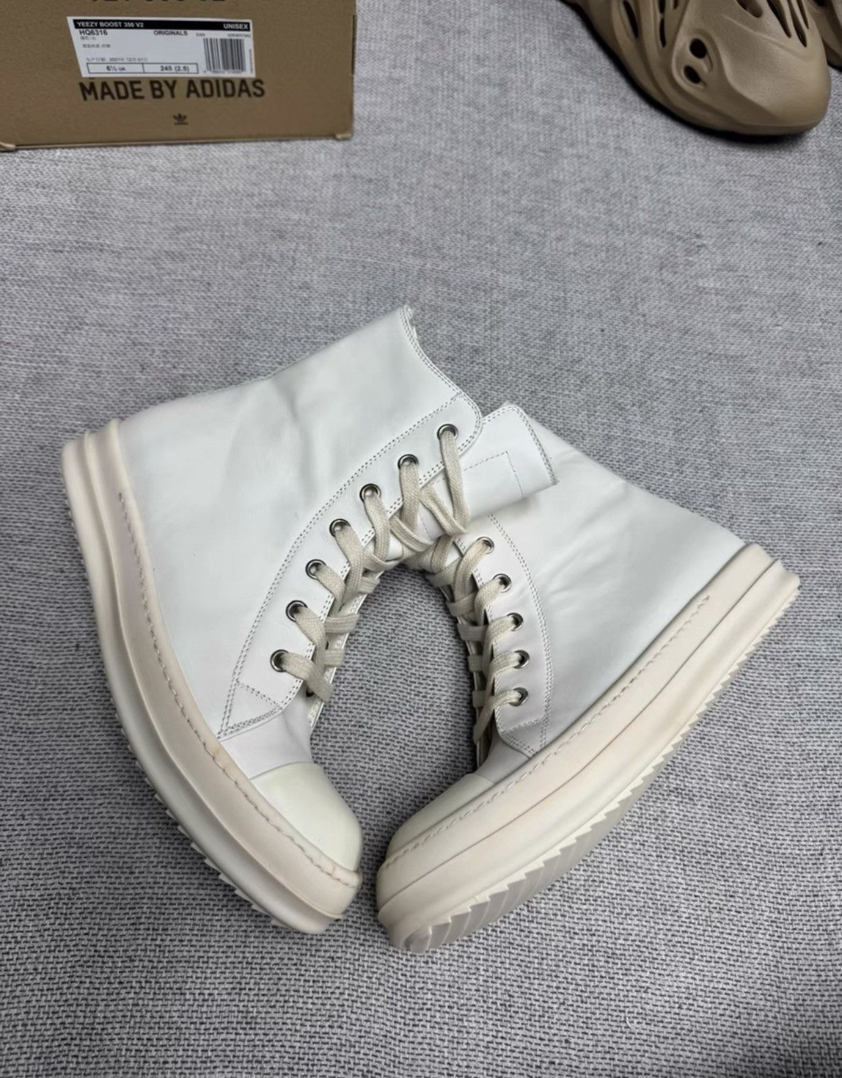 Rick Owens Rick Owens RO Main Line Milk White Leather Mega Converse K37 Size US 6.5 / IT 36.5 - 8 Thumbnail
