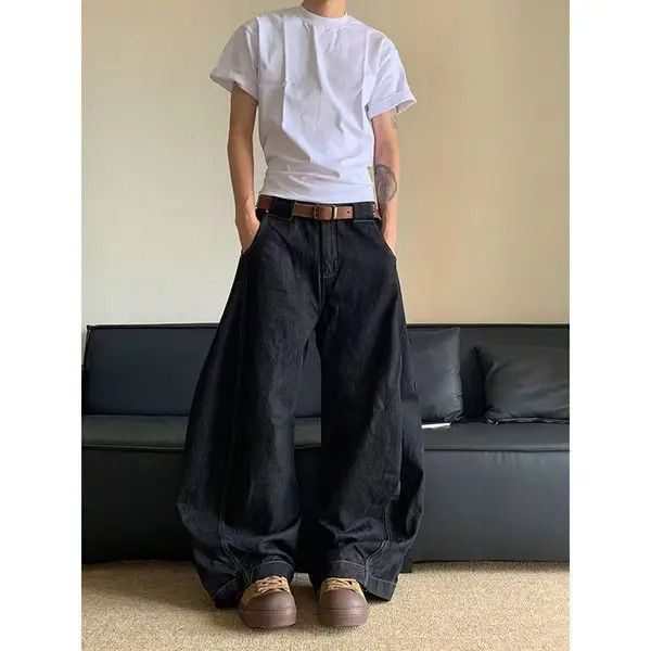 Japanese Brand Fuyuka x Arai Black Washed Vintage Wide Leg Straight Jeans Size US 32 / EU 48 - 4 Thumbnail