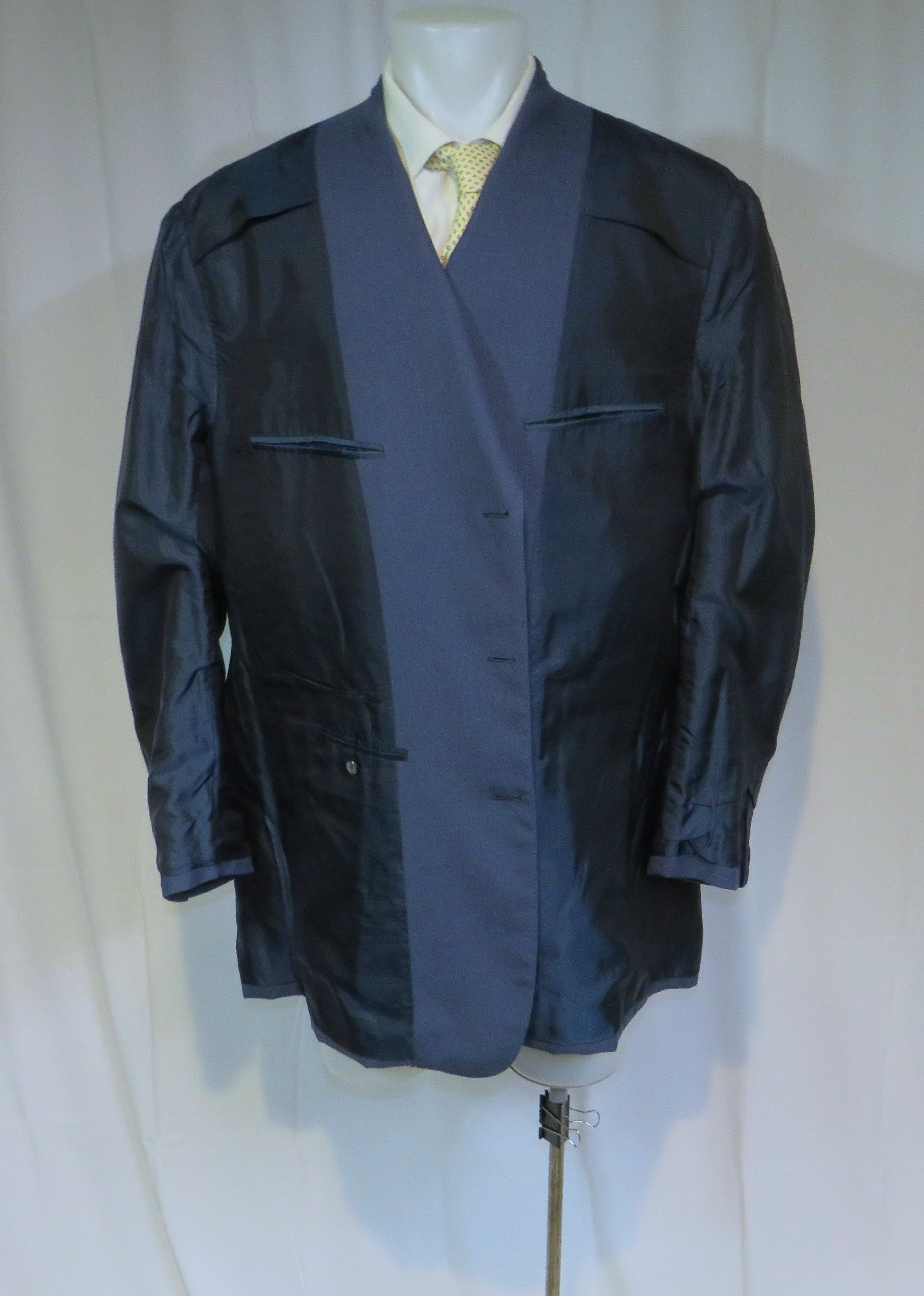 Henry Poole × Savile Row Bespoke Pale Blue Three Button Sport Coat 52XL Size 52L - 10 Thumbnail