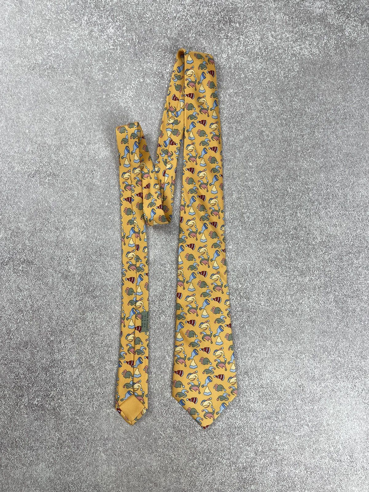Hermes × Vintage Vintage Hermes Printed Silk Tie Yellow Size ONE SIZE - 2 Thumbnail