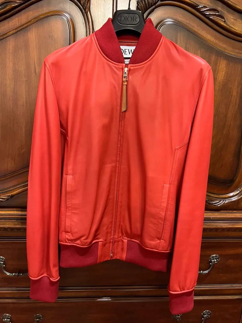Loewe Loewe Men's Red Leather Jacket - dmc Size US XS / EU 42 / 0 - 1 Thumbnail