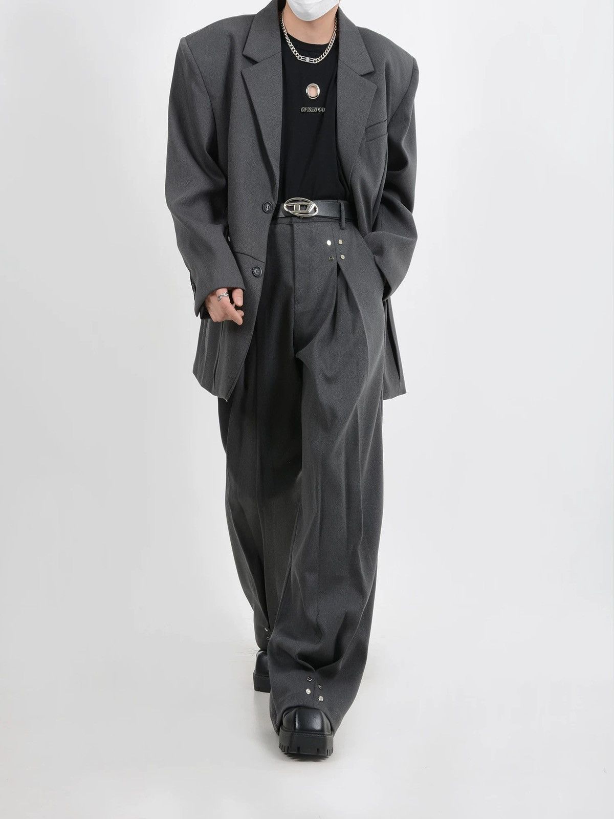 Japanese Brand Japaneses metal decorative blazer suit men's loose Size 38L - 3 Thumbnail