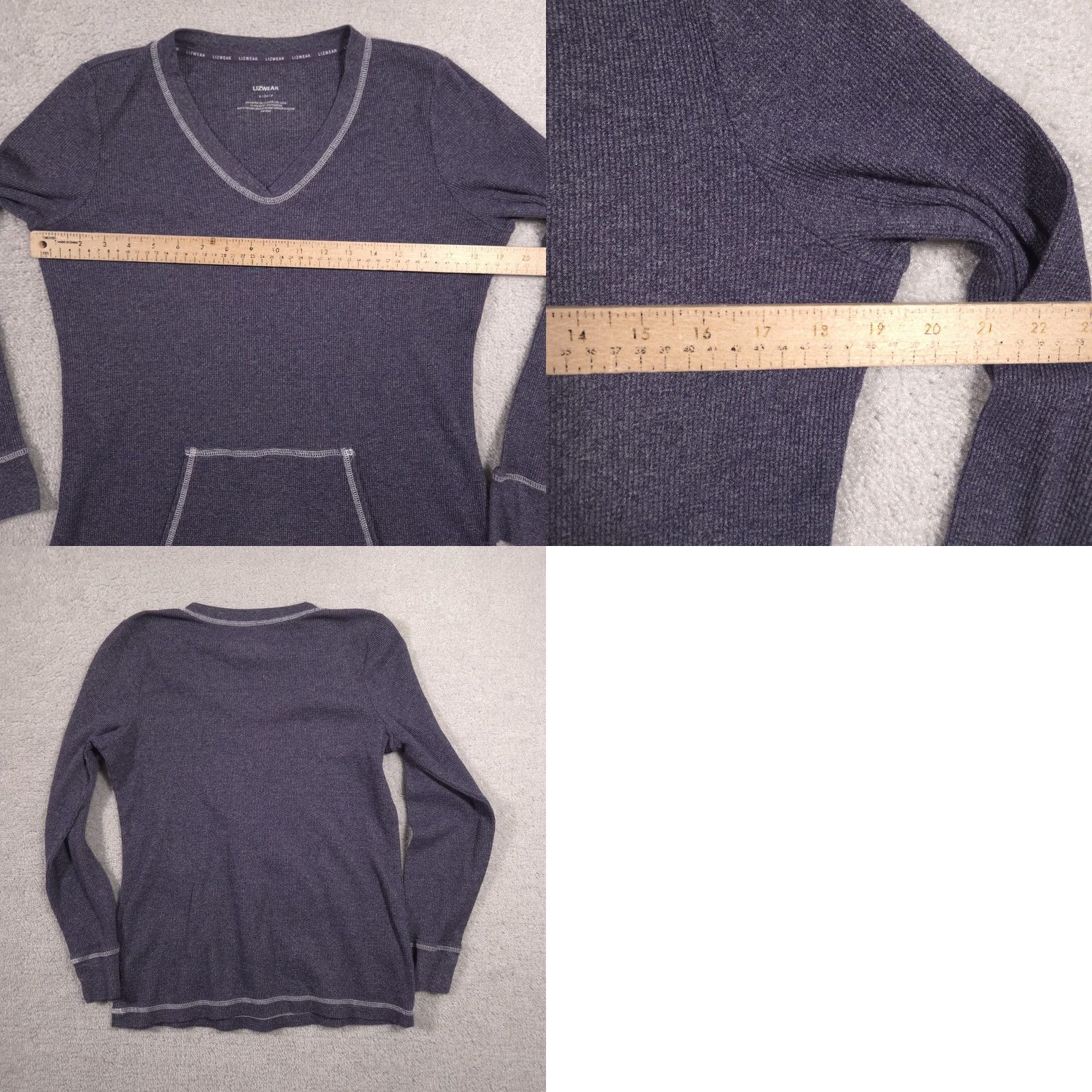 Liz Claiborne Liz Claiborne Lizwear Shirt Womens Small Gray Thermal V Neck Long Sleeve Size S / US 4 / IT 40 - 8 Thumbnail