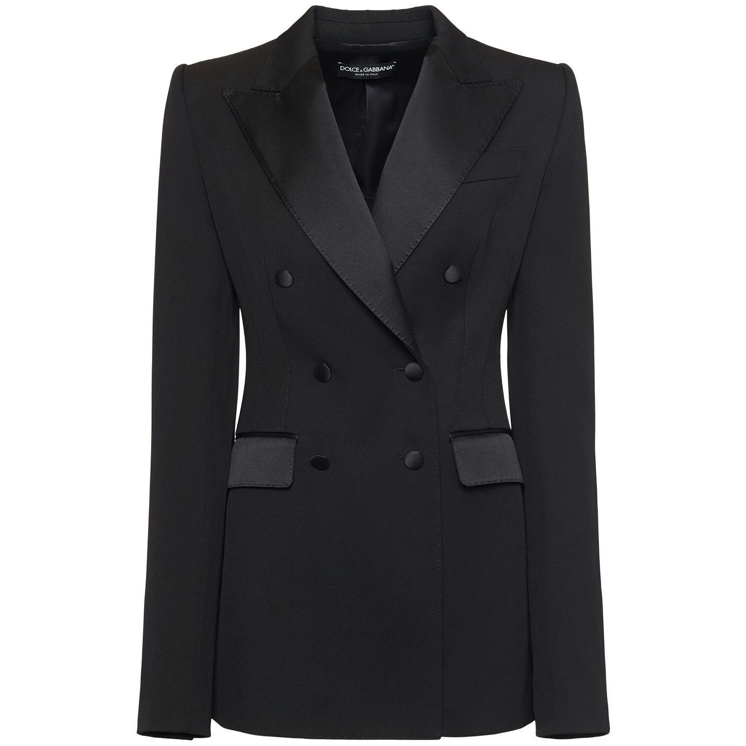 DOLCE&GABBANA Black Wool/Silk Double Breasted Jacket New & A