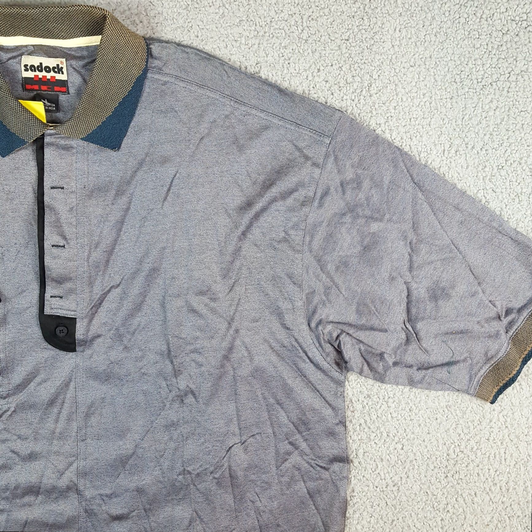 Vintage VINTAGE Sadock Golf Polo Shirt Men L Gray Knit Oversized Button Collar Shirt Size US L / EU 52-54 / 3 - 3 Thumbnail