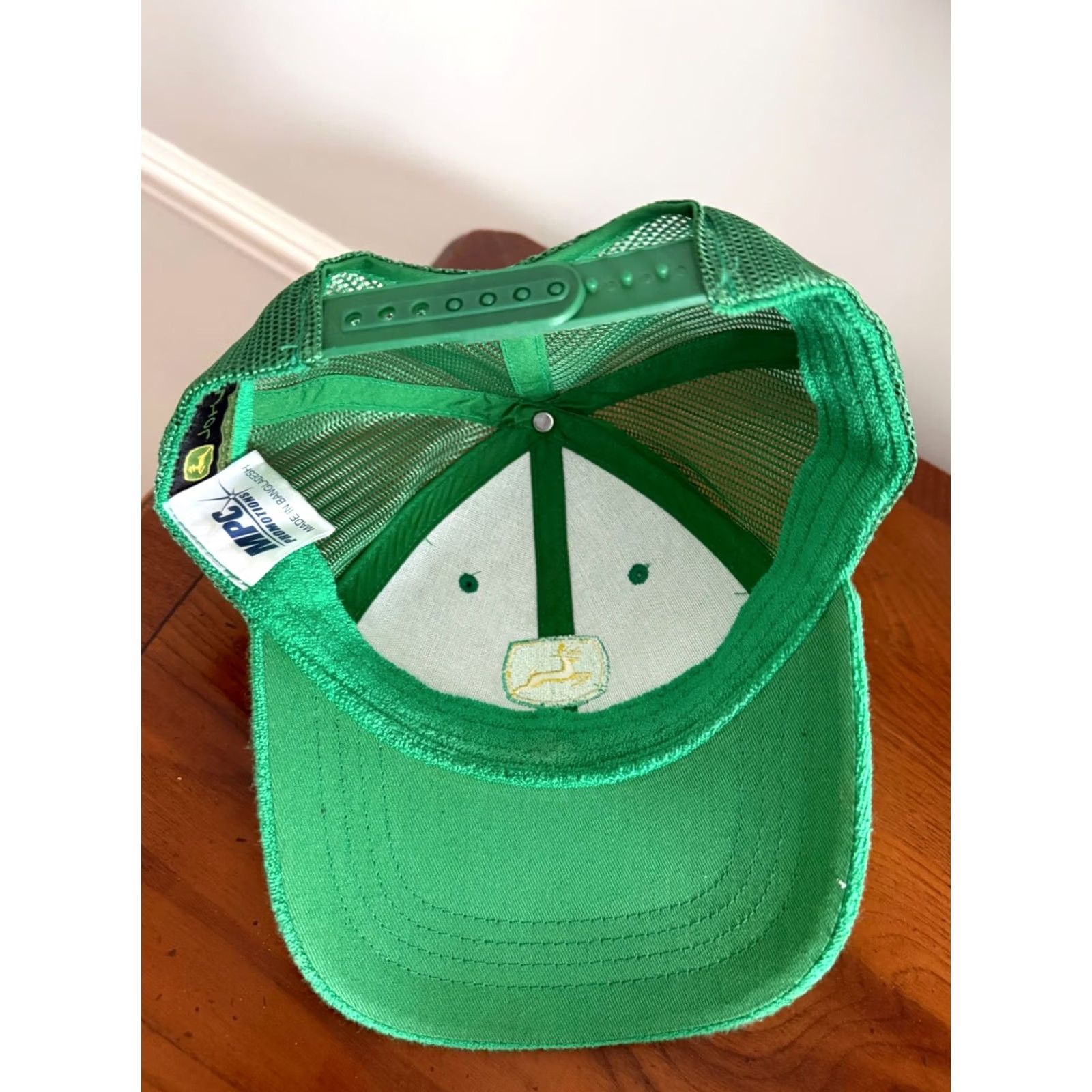 John Deere Vintage John Deere Green MPC Promotions Snapback Hat Terry Cloth Trucker Adjustable Green Logo 90s Mens Size ONE SIZE - 4 Thumbnail