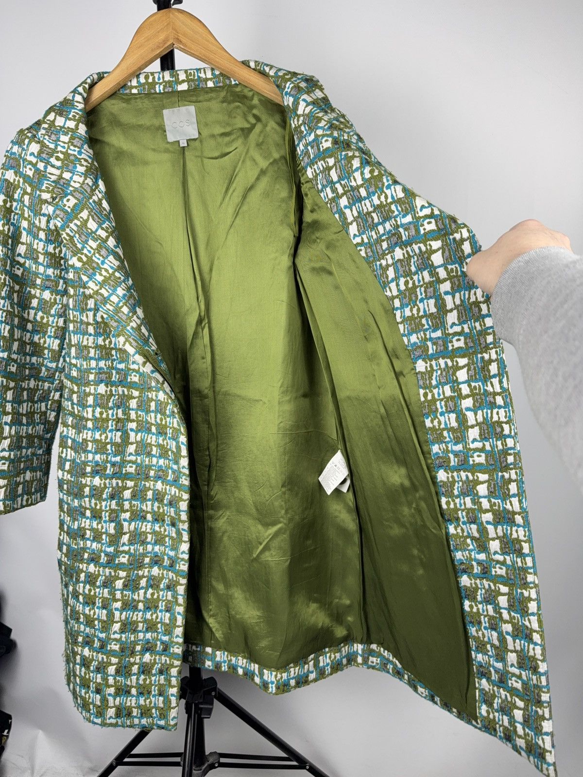 Cos COS Textured Jacquard Coat Green Abstract Pattern SZ 36 S/M Size S / US 4 / IT 40 - 12 Thumbnail