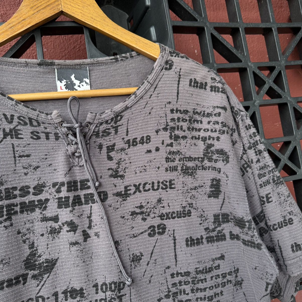 Japanese Brand Lace Tie Neck Excuses Overprint Printed Relaxed Hemp Tee Size US L / EU 52-54 / 3 - 9 Thumbnail