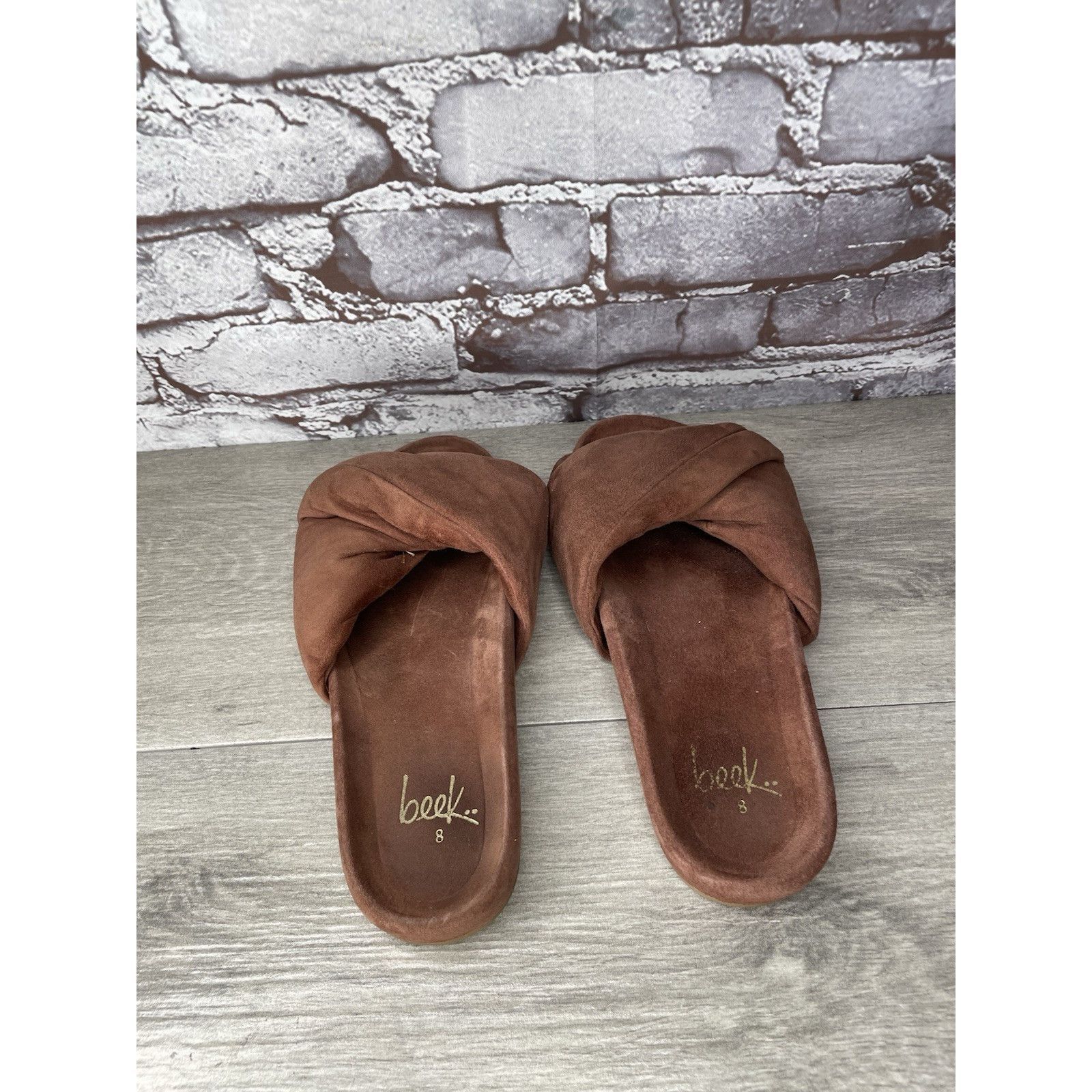 beek Beek Tesia Burnt Brown Suede Leather Slides Casual Sandals W Size US 8 / IT 38 - 5 Thumbnail