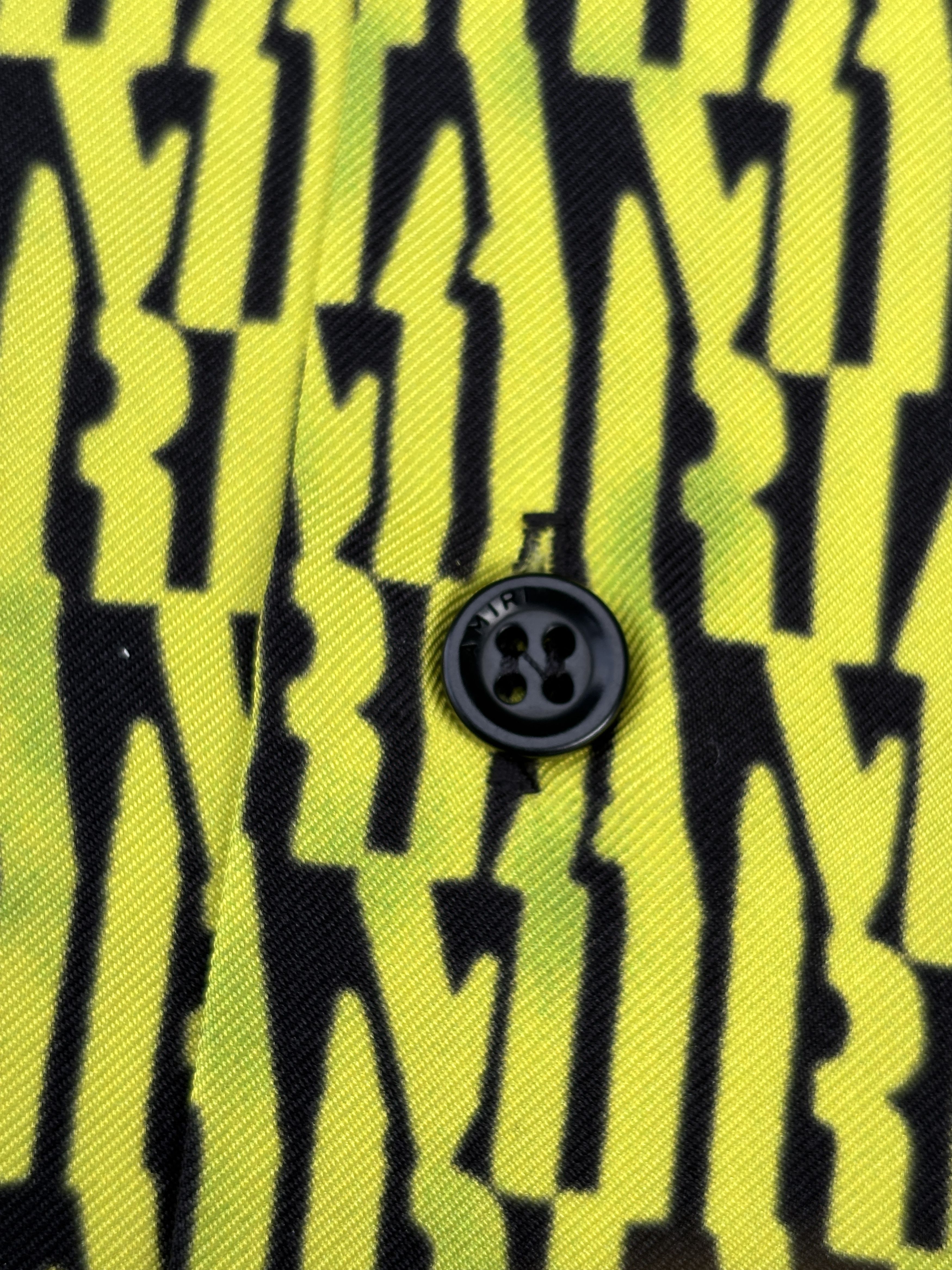 Amiri Amiri Stencil Repeat Silk Shirt - Black Lime Green Size US M / EU 48-50 / 2 - 10 Thumbnail
